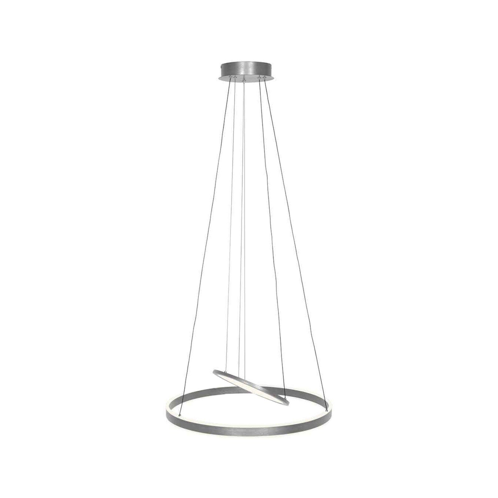 Suspension LED Ringlux, 3 lampes acier, Ø 60 cm