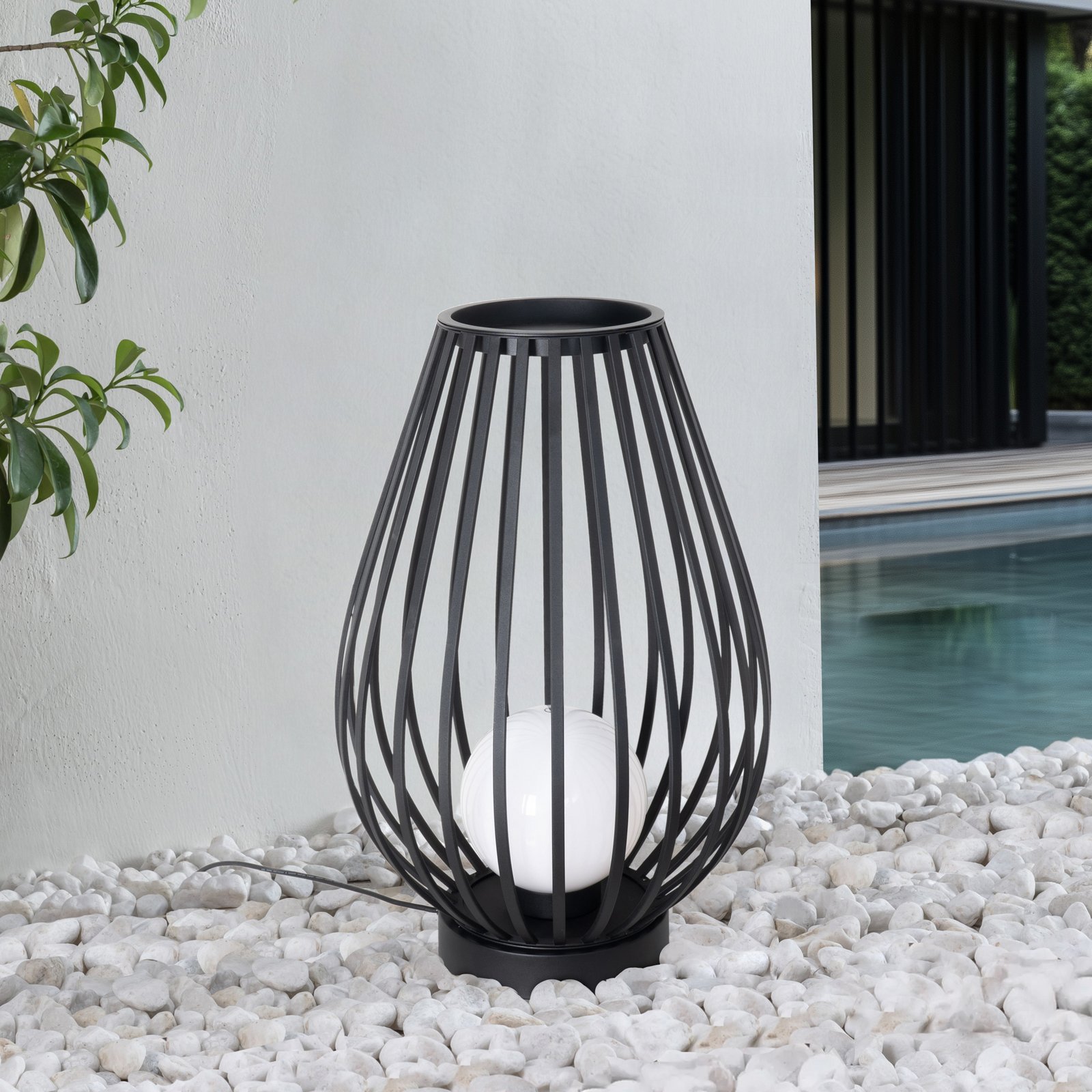 Lucande patio light Marrin, black, metal, Ø 46cm