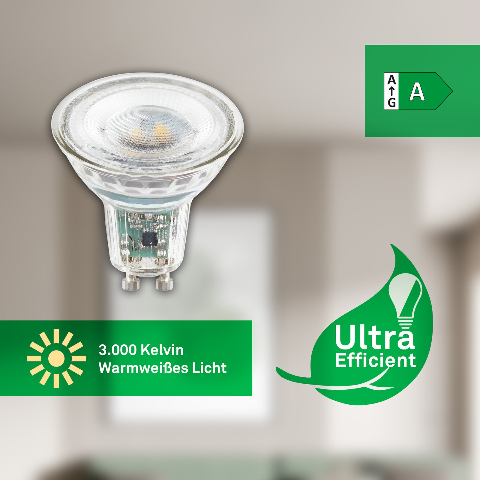 LED-Leuchtmittel Reflektor GU10 2,5W klar 3000K EEK A 2er