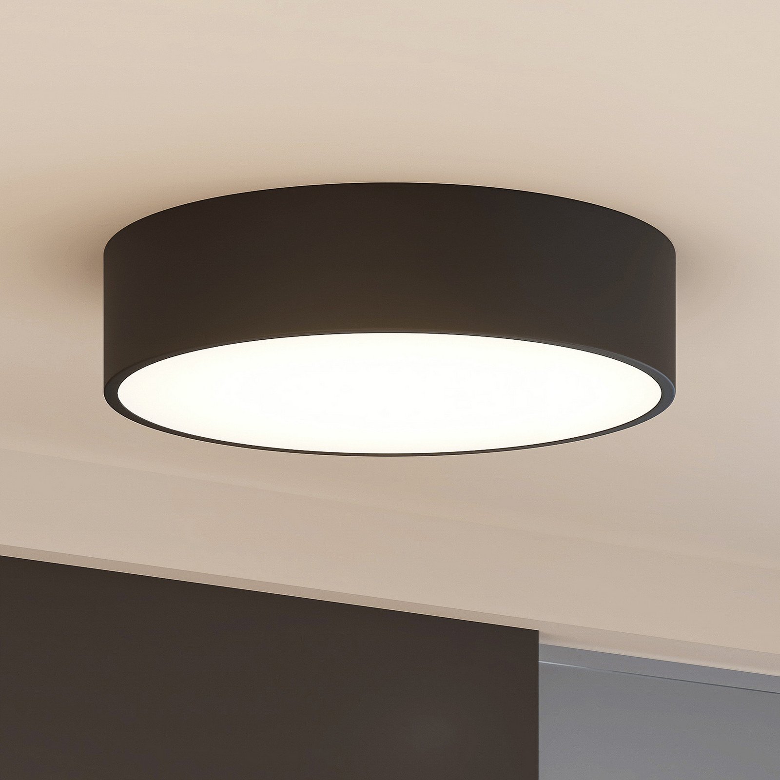 Arcchio plafonieră LED Noabelle Ø 40 cm negru metal - Bucătărie - modern - negru alb