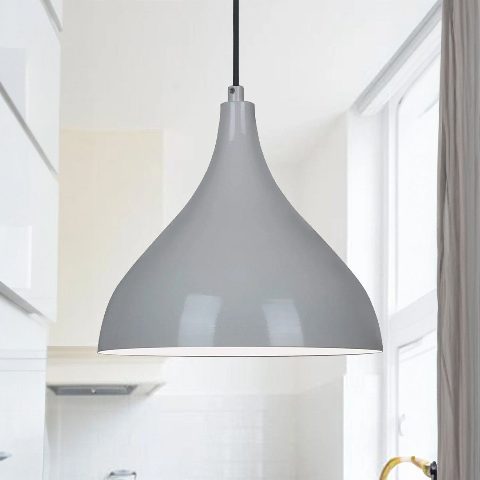 Adash pendant light, grey, metal, Ø 26 cm, E27