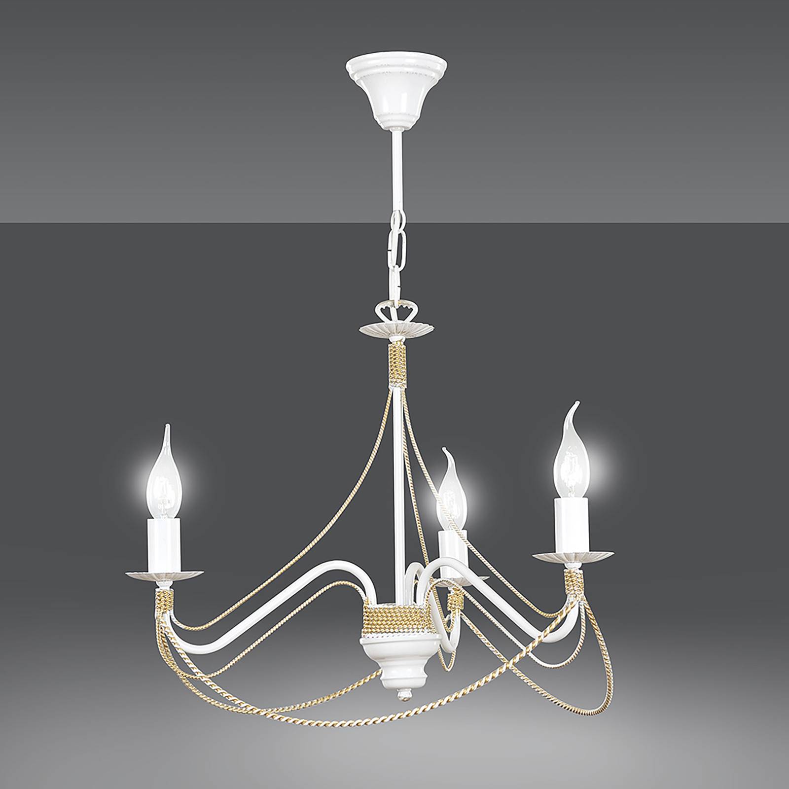 Euluna Lustre Tori en blanc métal à trois lampes