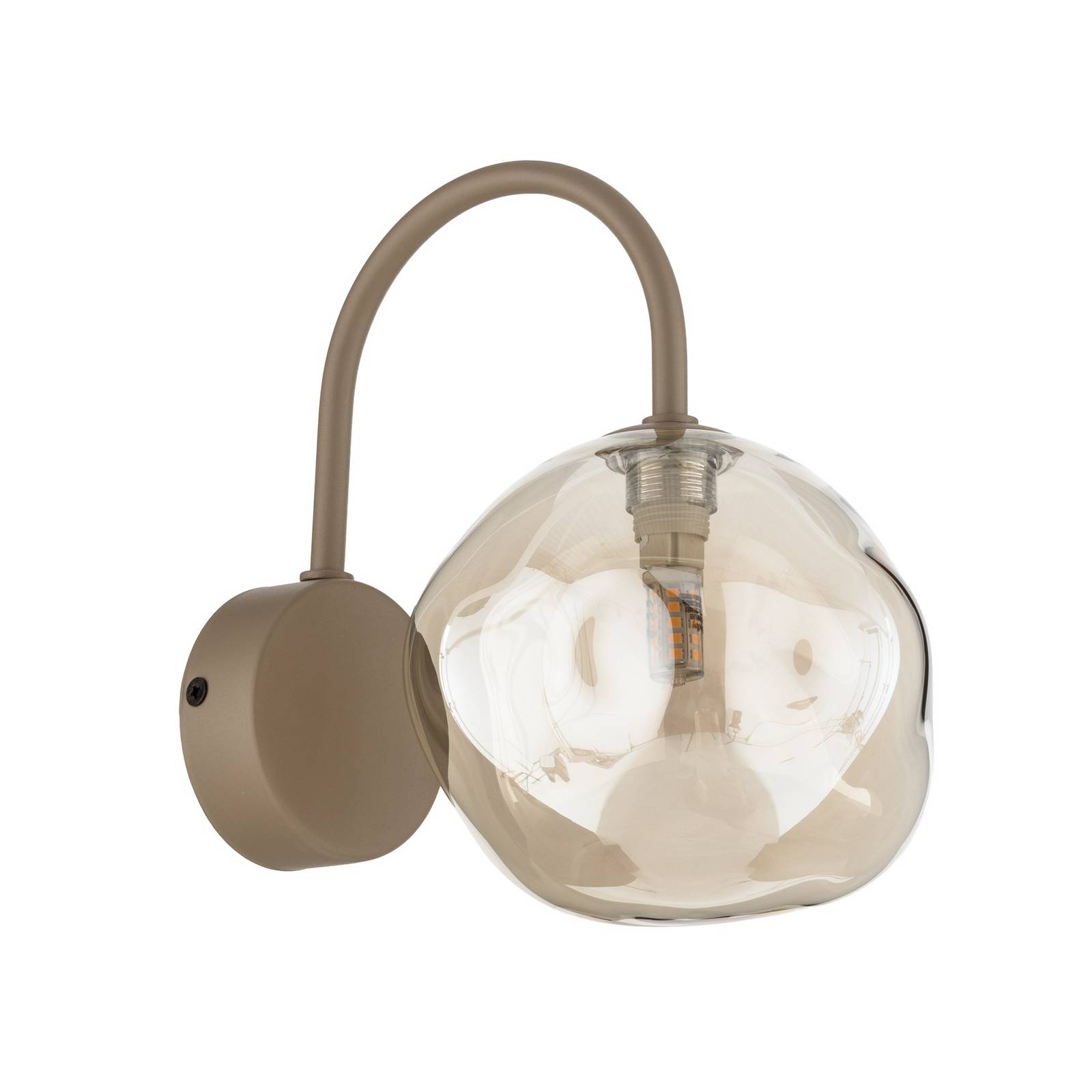 Wandleuchte Lava, beige, Glas, Höhe 21 cm, G9