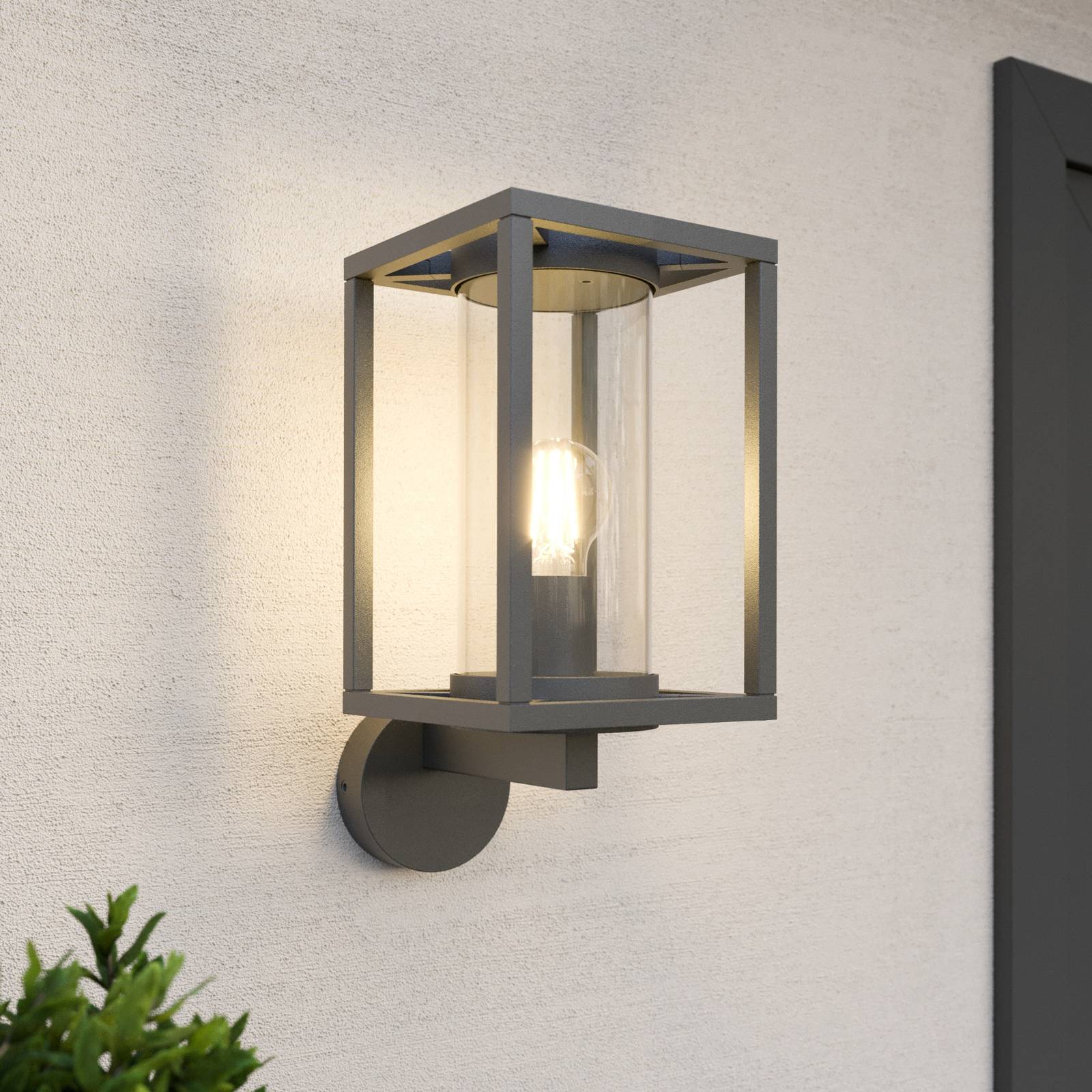 Lucande Ferda outdoor wall light, standing, aluminium, glass, E27, 13 W, W: 16 cm, H: 35.8 cm