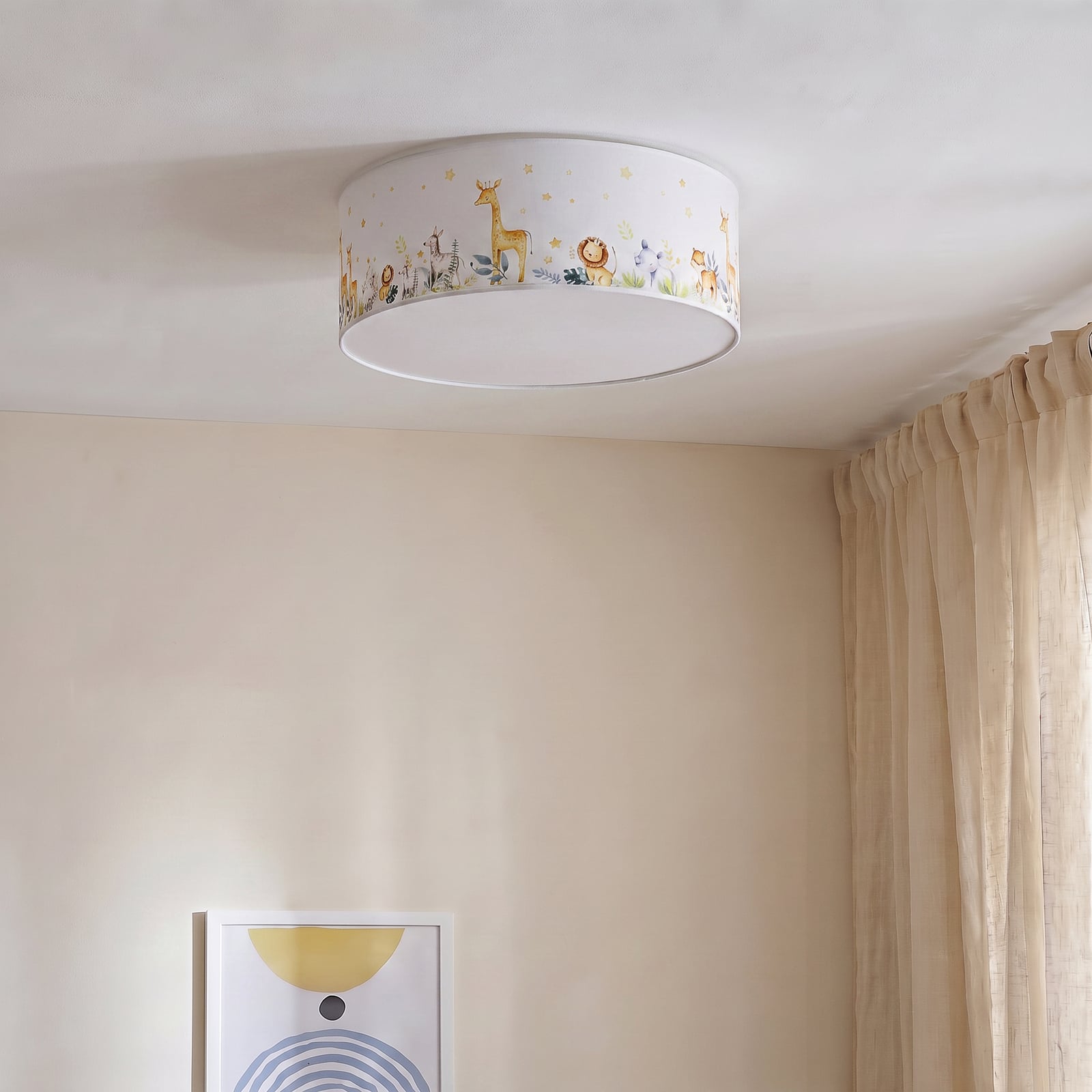 Kinderplafondlamp Kids Print, kleurrijk/wit, Ø 50 cm, textiel Kinderplafondlamp Kids Print, kleurrijk/wit, Ø 50 cm, textiel