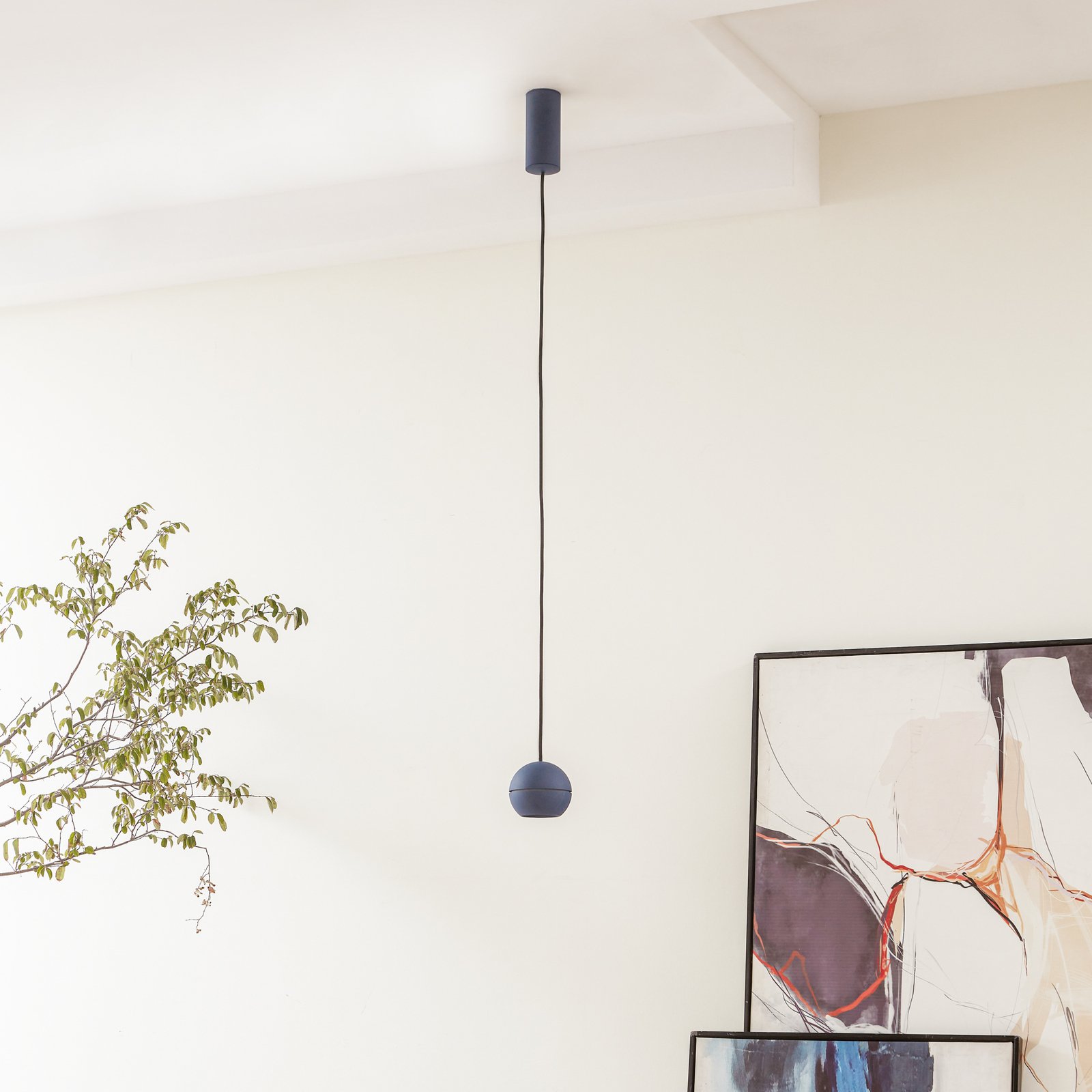 Lucande suspension LED Plarion, bleu, aluminium, Ø 9 cm