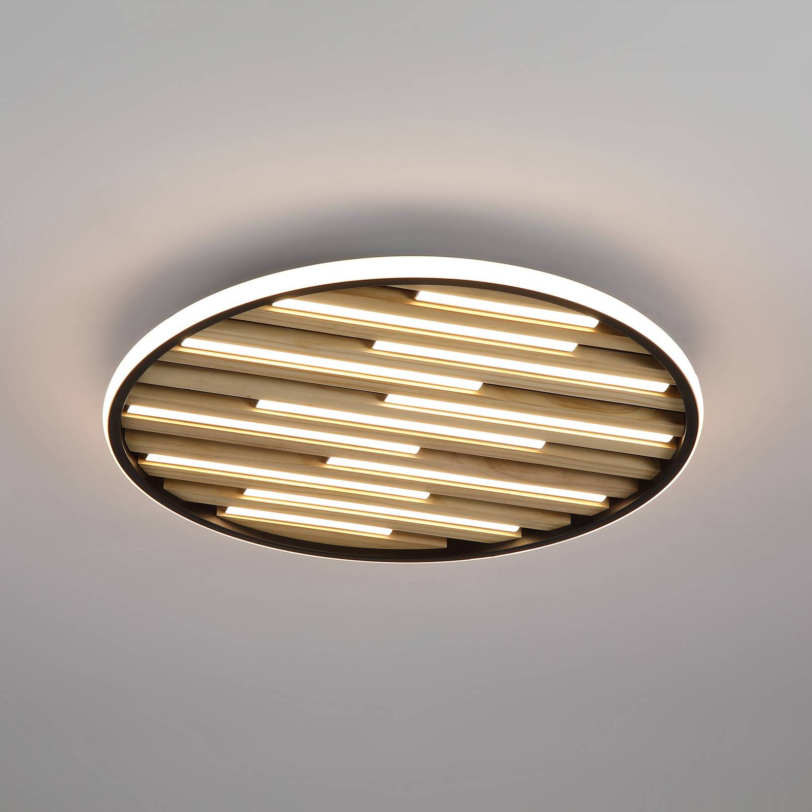 Lampa sufitowa LED Equalise, Ø 49 cm, czarna/jasnobrązowa, metal