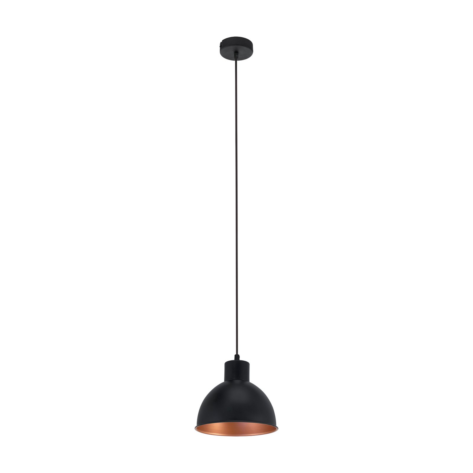 Svart hengelampe Andrin - innvendig kobber
