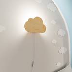 Applique murale Cloud, en bois, avec fiche et interrupteur