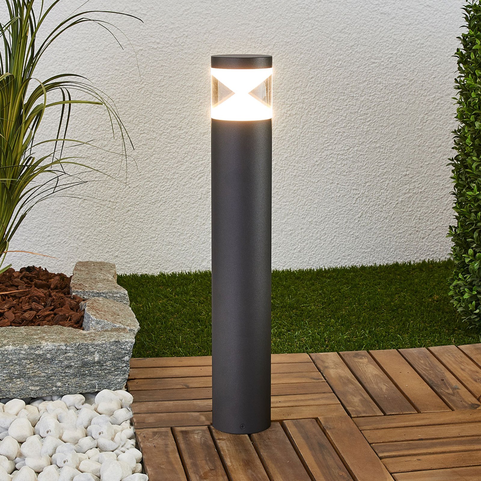 Lindby Tamiel LED pillar lamp, aluminium, aluminium, plastic, 7 W, energy efficiency: A+, H: 50 cm