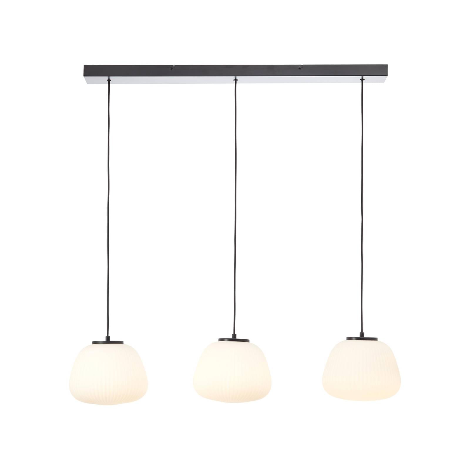 Hängelampe Kaizen, Länge 105 cm, opal, 3-flg. Glas/Metall