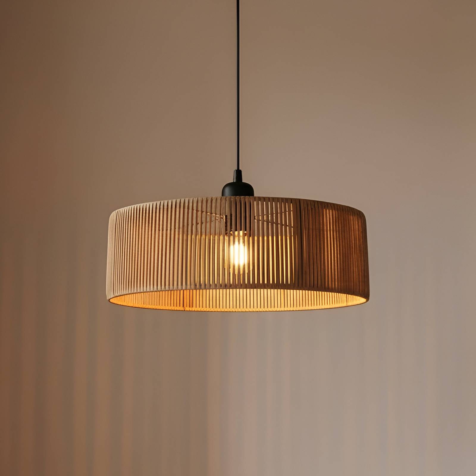 Hängeleuchte Roya Cylinder, Ø 55 cm, beige, Papier günstig online kaufen