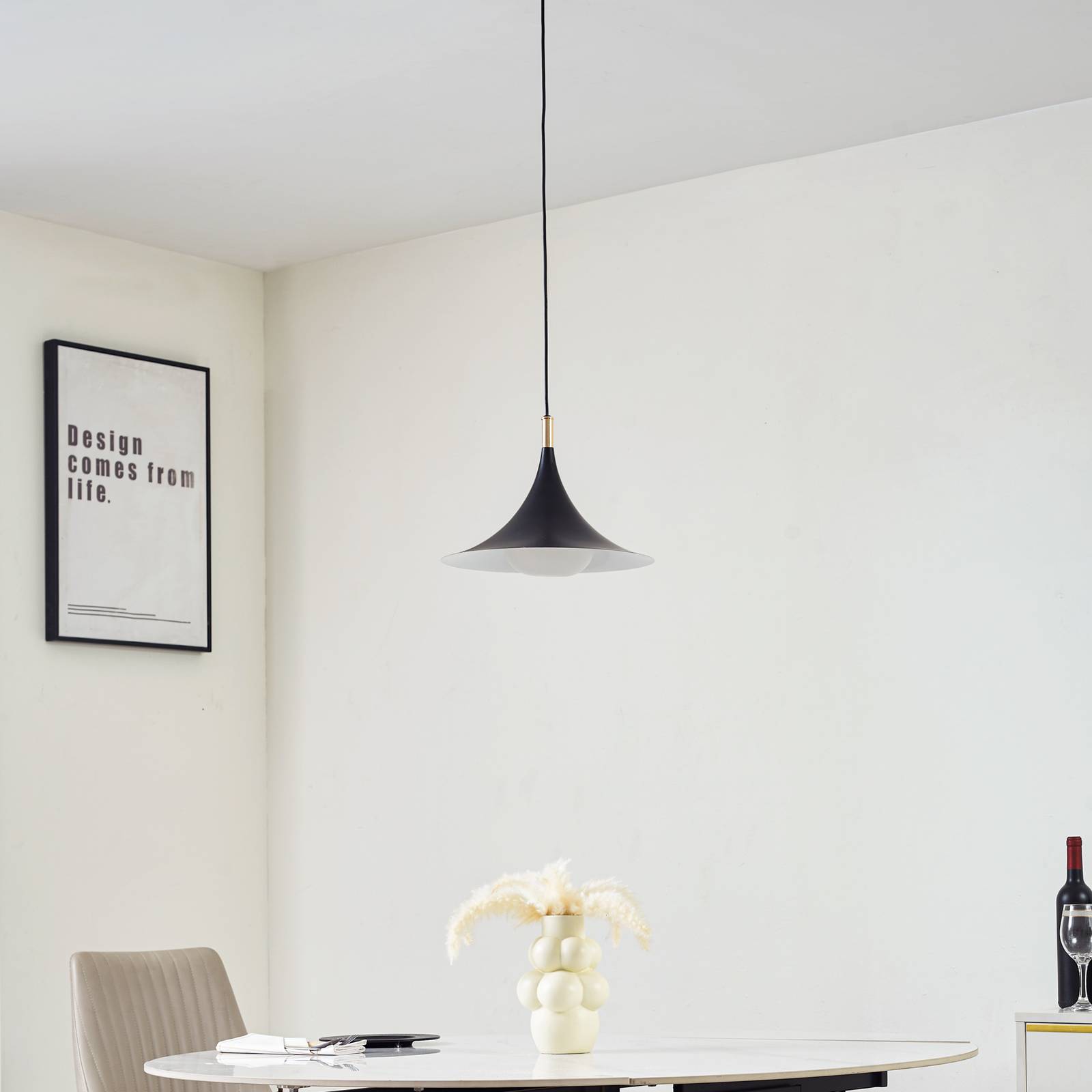Lampa wisząca Lindby Jarl, czarna, metal, Ø 35 cm, G9