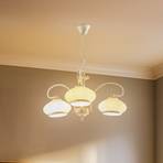 Astoria chandelier, glass lampshades 3-bulb, white