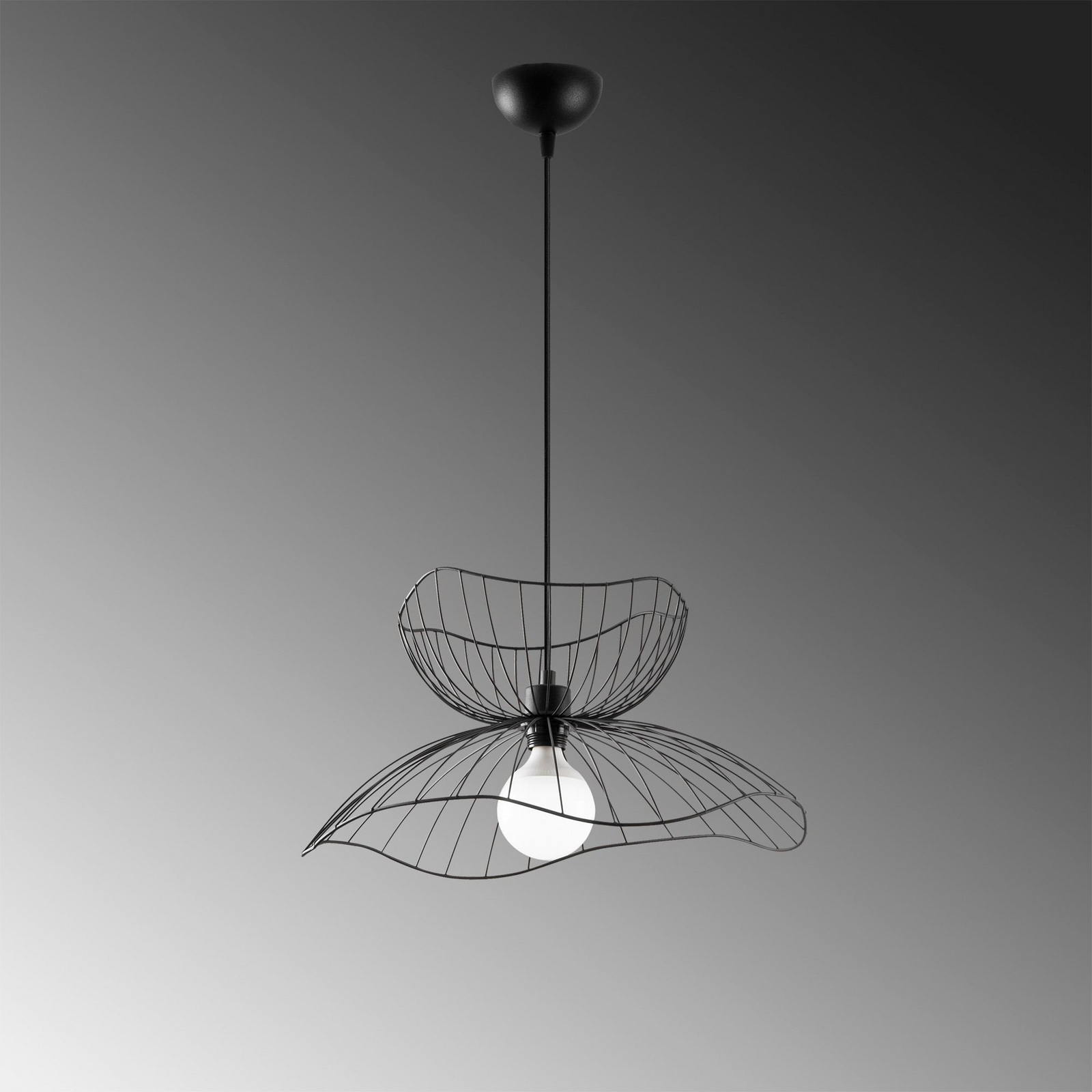 Hängeleuchte Tel, schwarz, Metall, Ø 50 cm, Metall