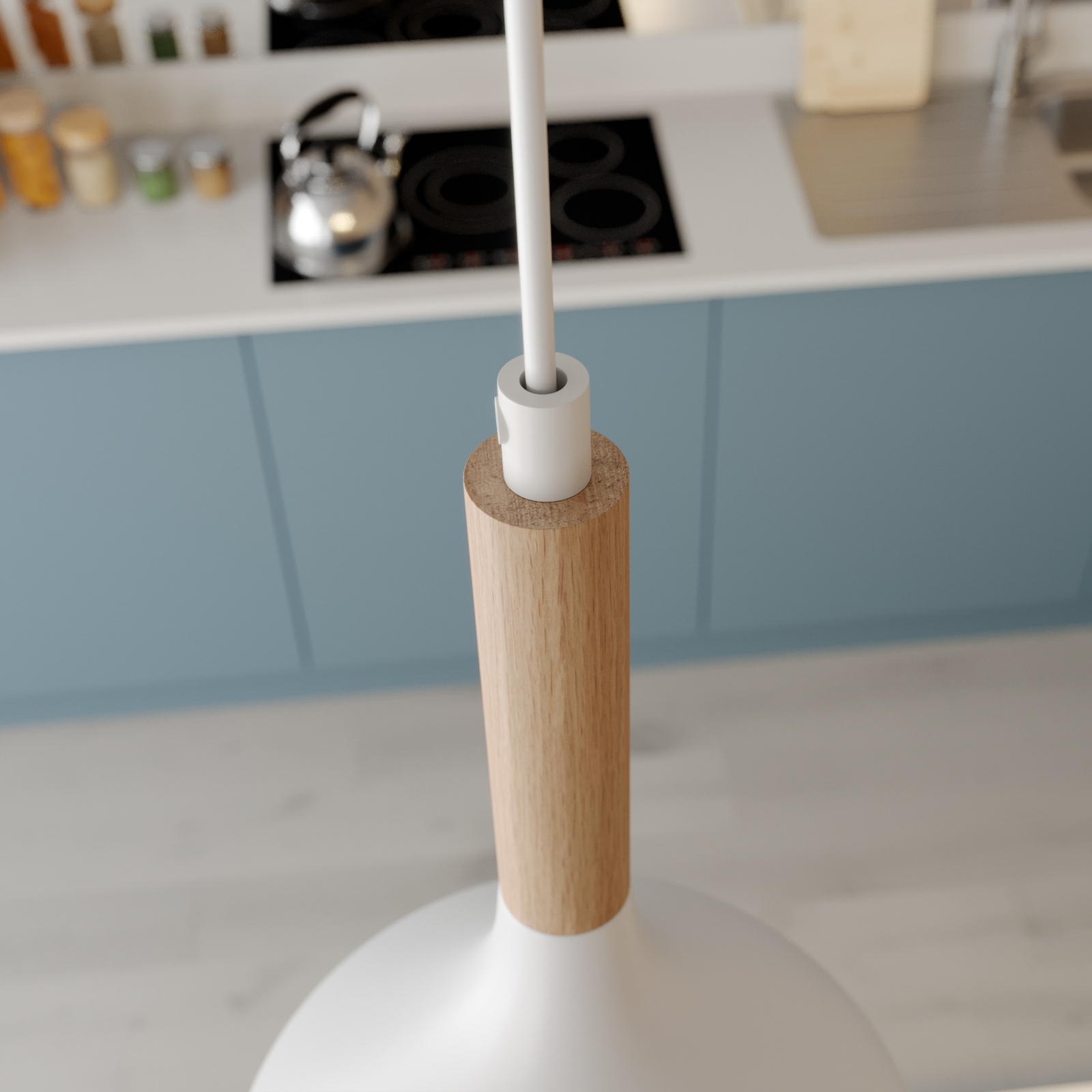 Noak hanglamp, 1-lamp, naturel wit hout