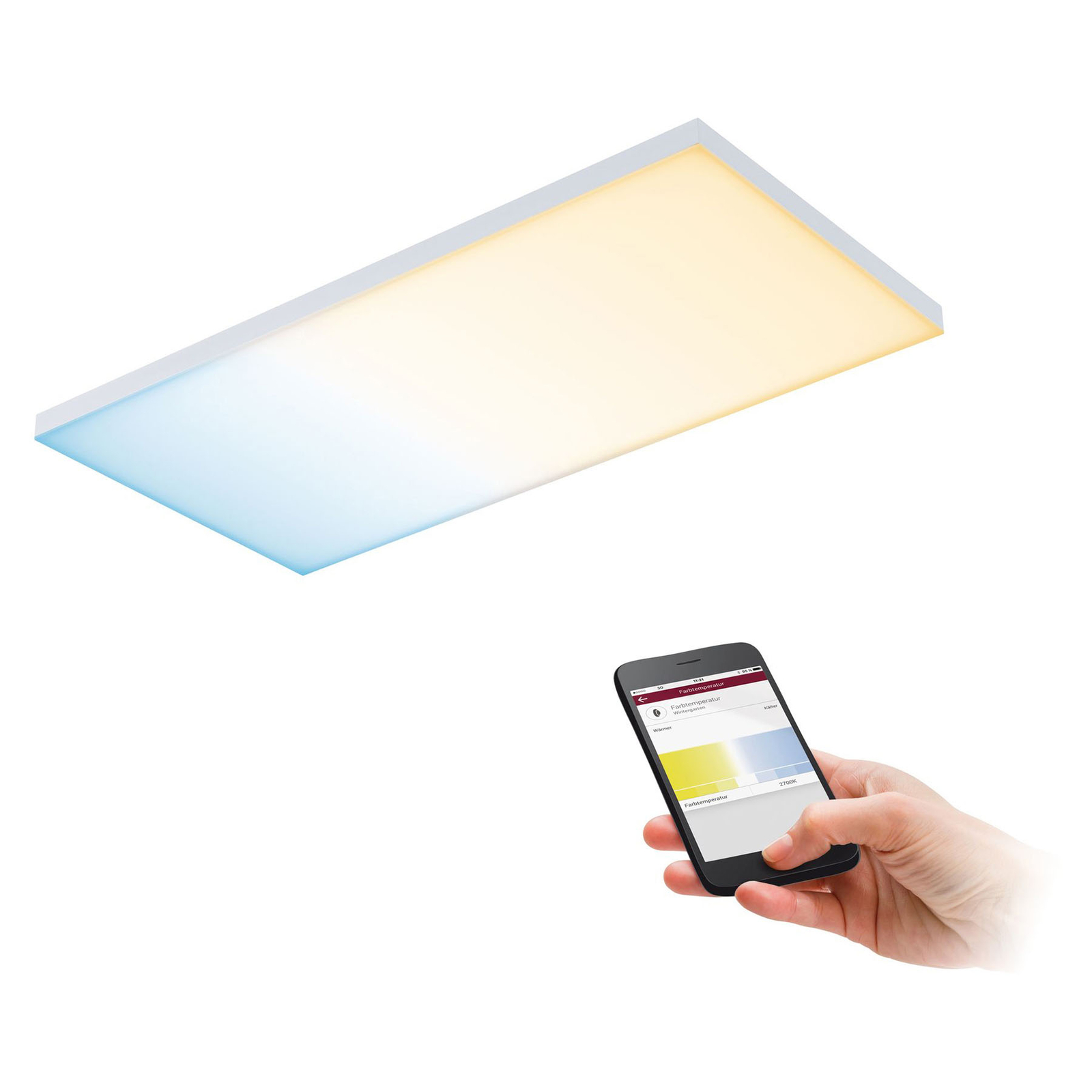 Paulmann Velora LED panel ZigBee 59.5x29.5cm 15.5W, for Hallway, metal, 15.5 W, energy efficiency: A++, L: 59.5 cm, W: 29.5 cm, H: 5 cm