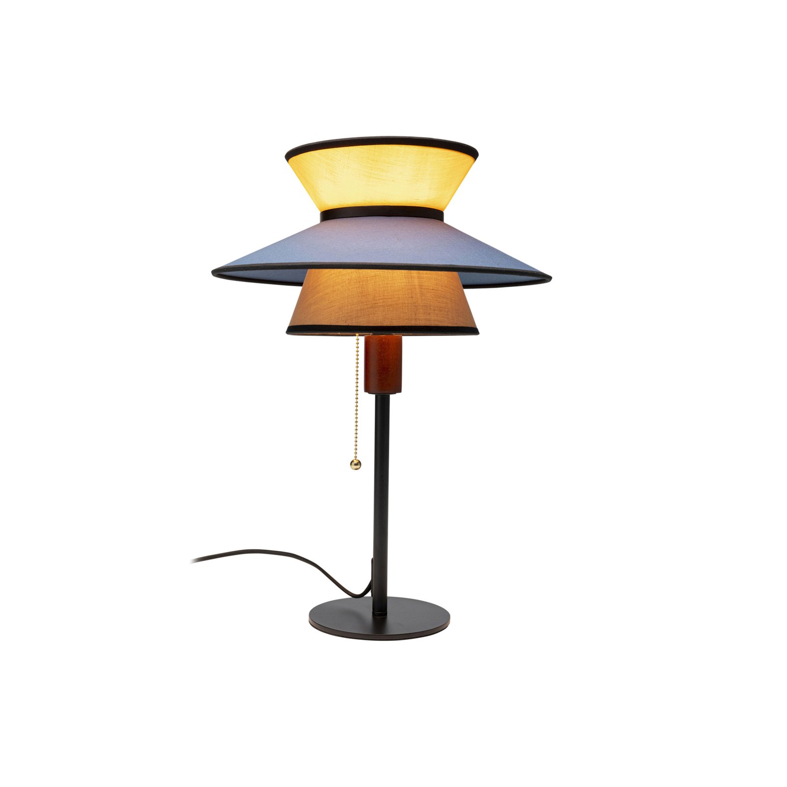 KARE Riva table lamp, multicoloured, textile, wood, height 49 cm