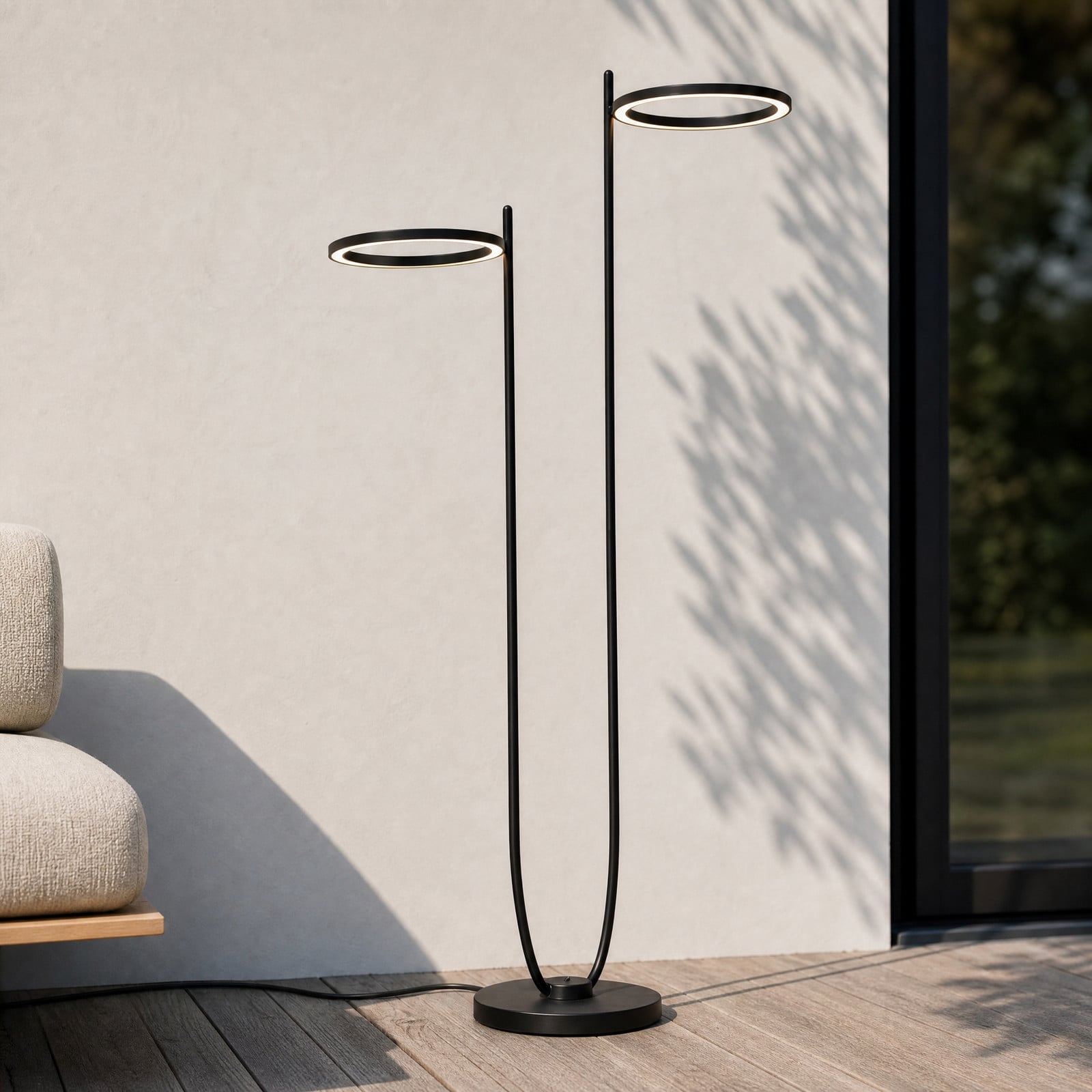 Sylvara LED-utomhus golvlampa, 2 lampor, CCT, svart, IP44 Lucande - Design - Metall - Med flera ljuskällor