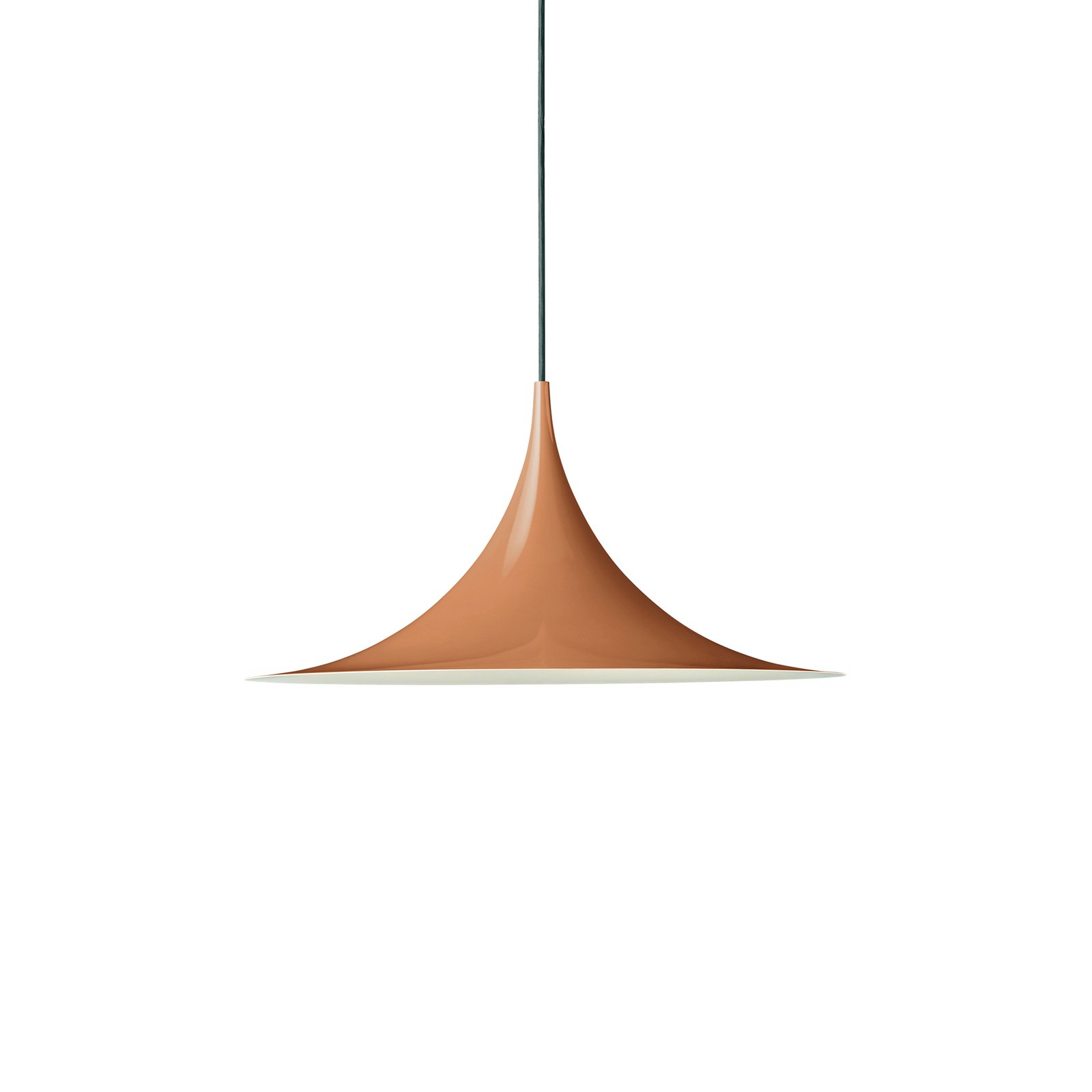 GUBI Semi pendant light, Ø 47 cm, pumpkin-rust brown glossy