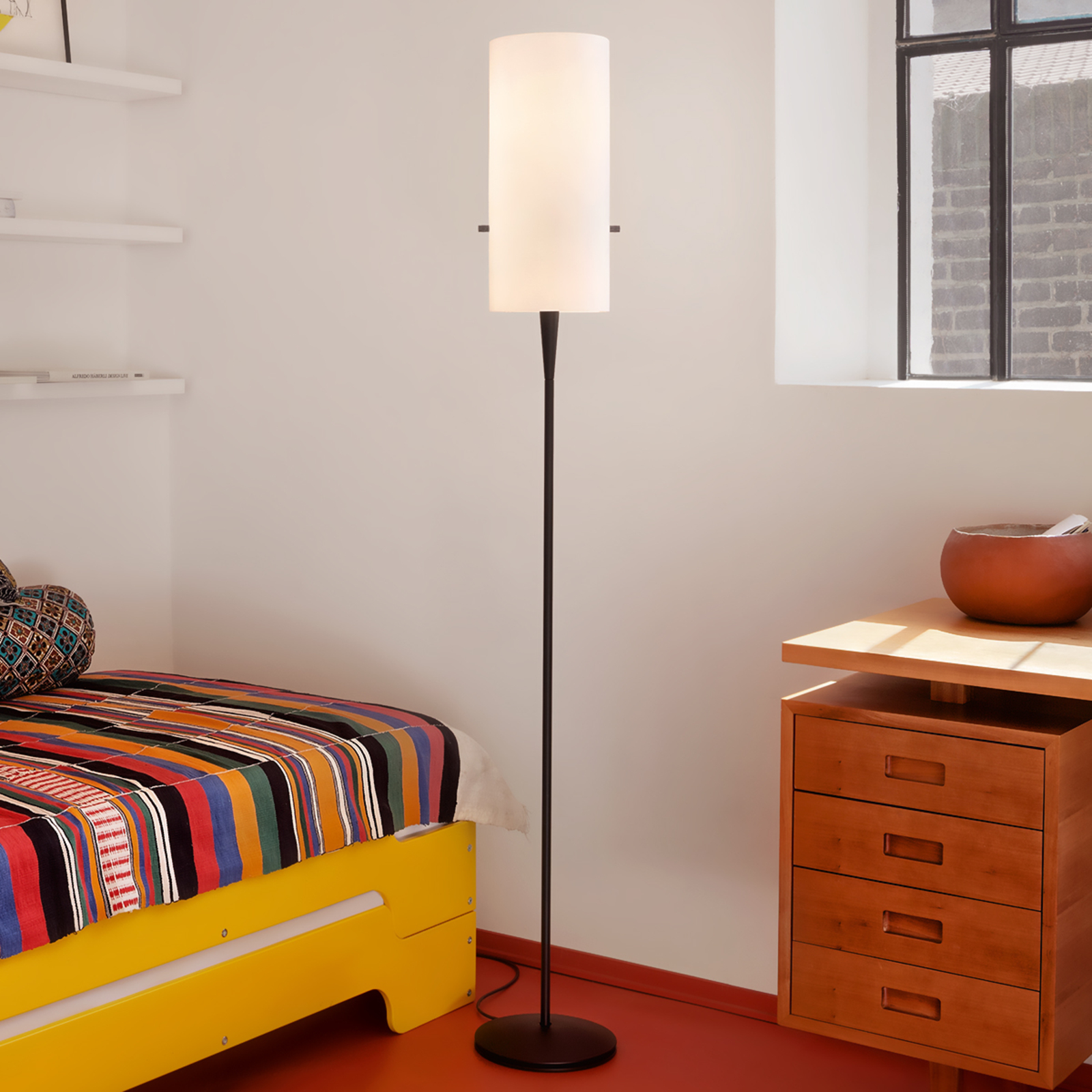 Lampadaire de designer Club, abat-jour en chintz