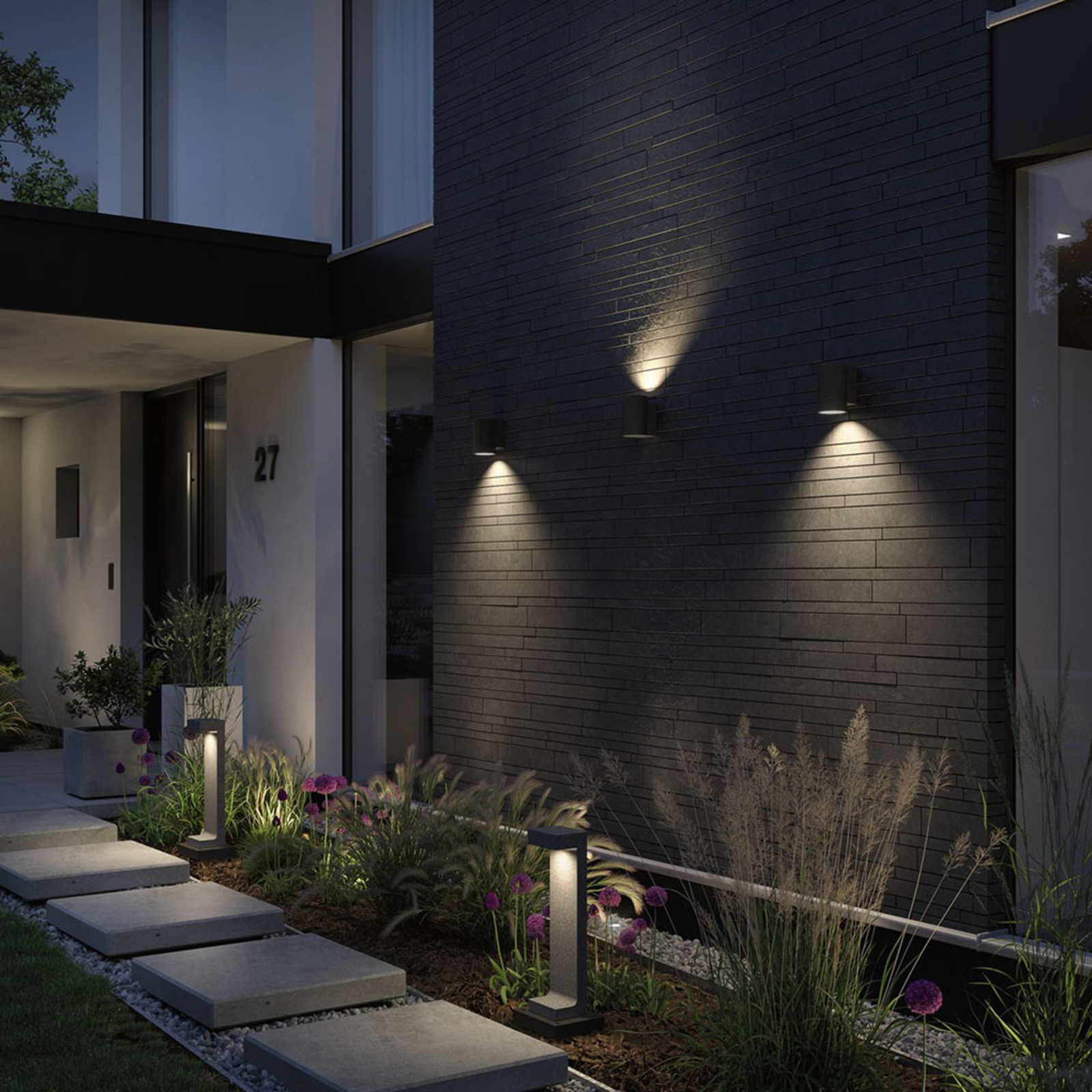 Paulmann Concrea LED outdoor wall light, cylinder