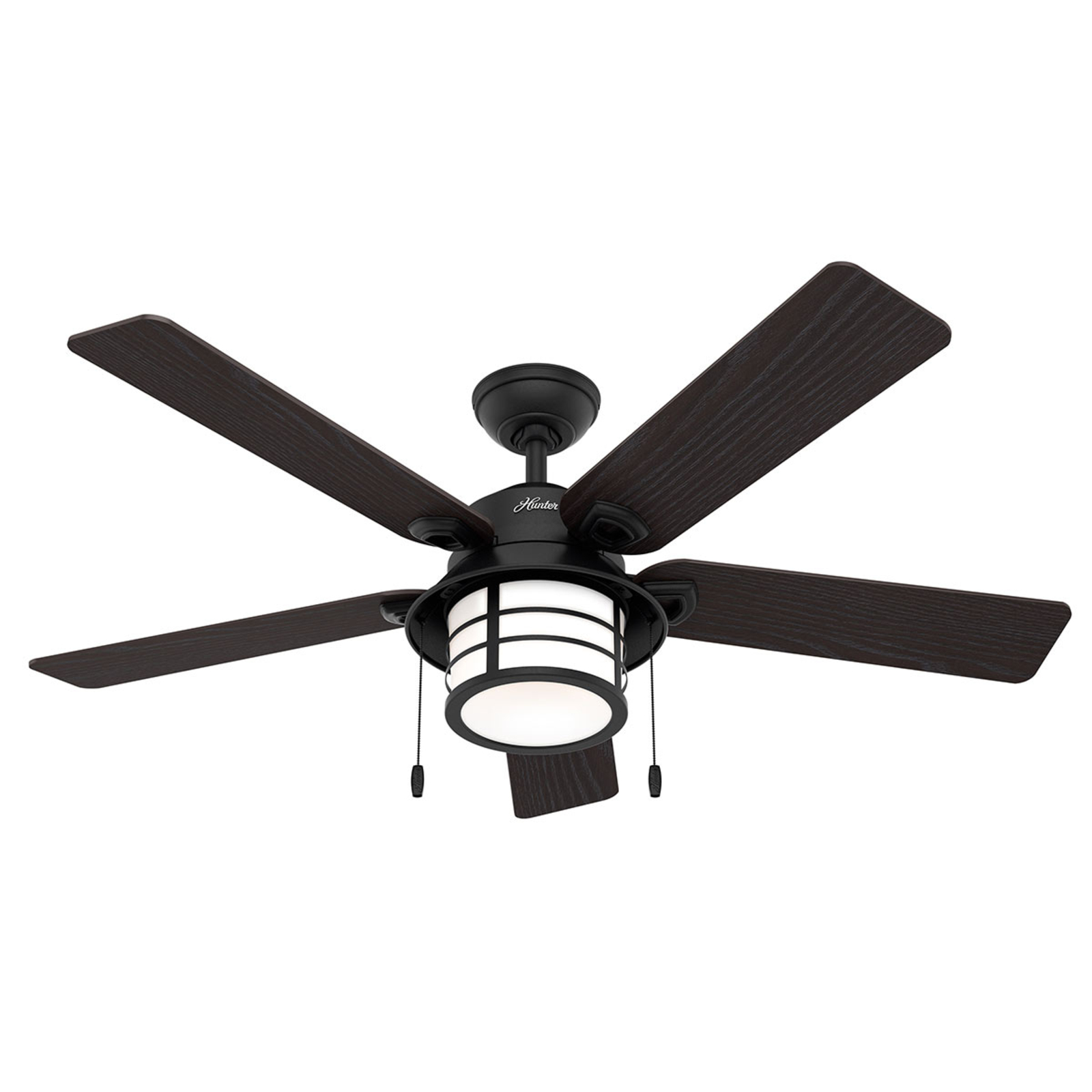 Ventilator Hunter Santorini cu lumină, lemn/negru