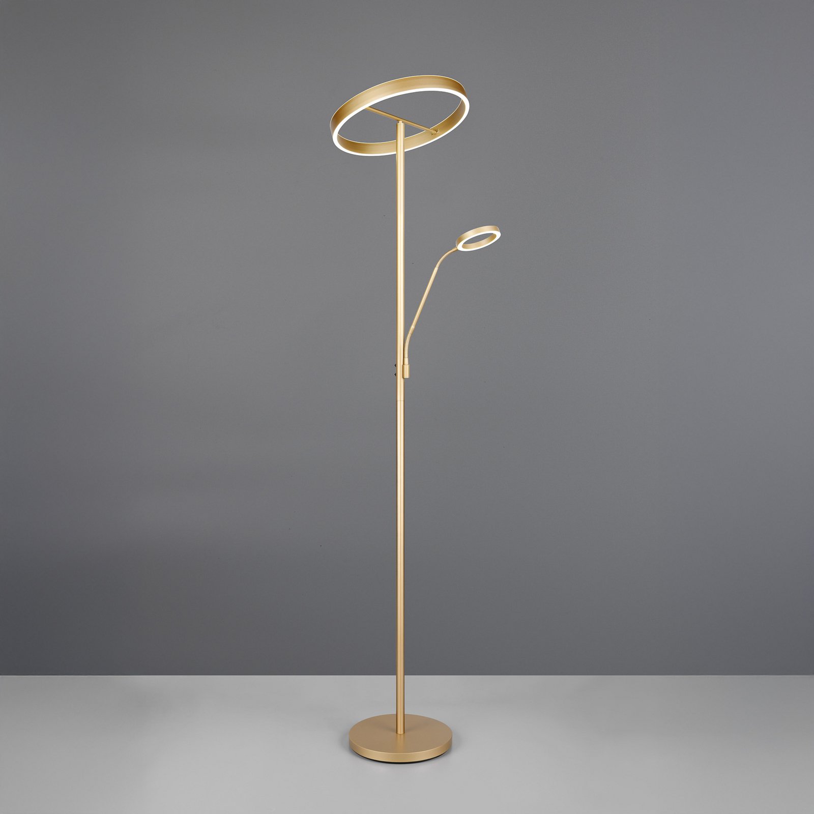 Candeeiro de pé LED Willis, dourado, altura 180 cm, metal, CCT, regulador de