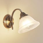 Lindby zidna lampa Mialina, 20 cm, starinski mesing, metal, staklo