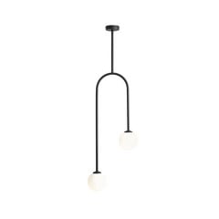 Lampada a sospensione Nave, nero, metallo, vetro, a 2 luci