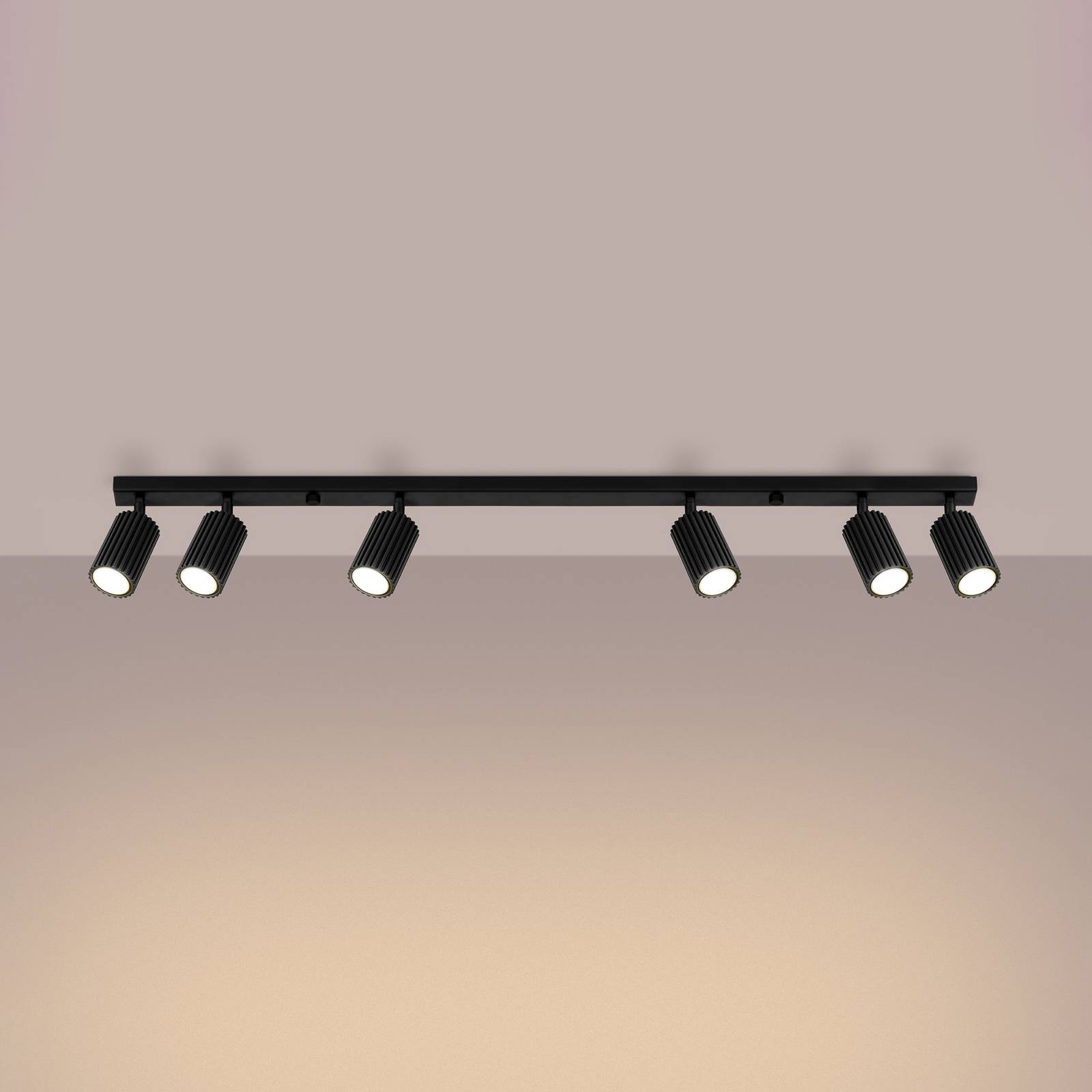 Reflektor sufitowy carbon, czarny, długość 117 cm, aluminium, 6-punktowa.