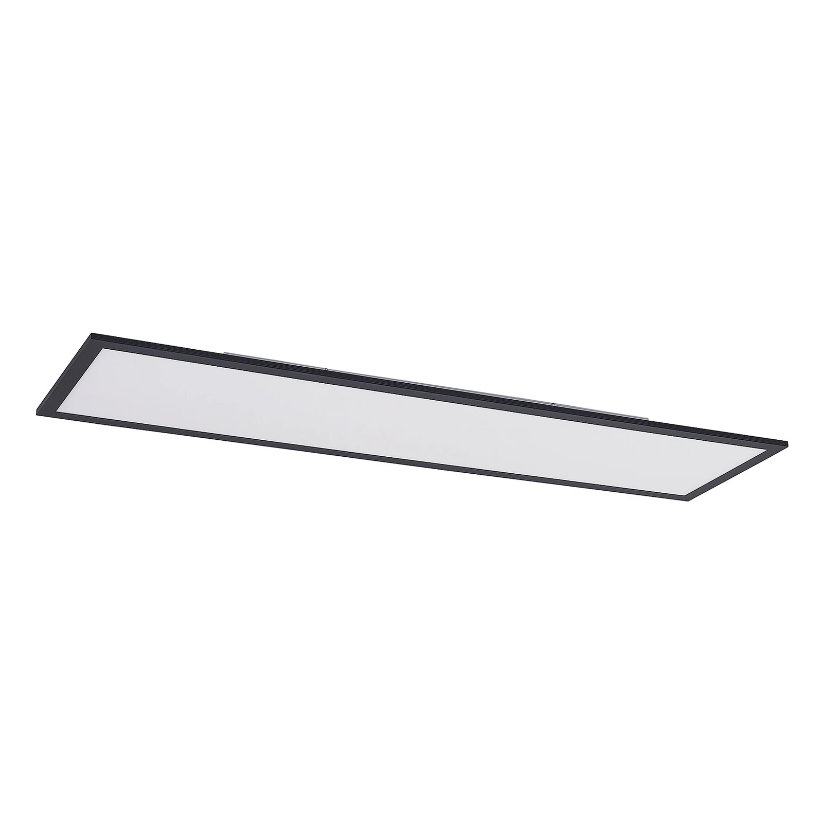 Lindby Nelios LED panel, 120 x 30 cm, CCT, fekete, fém