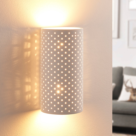 Vegglampe i gips Tereza med hullmønster, G9 LED