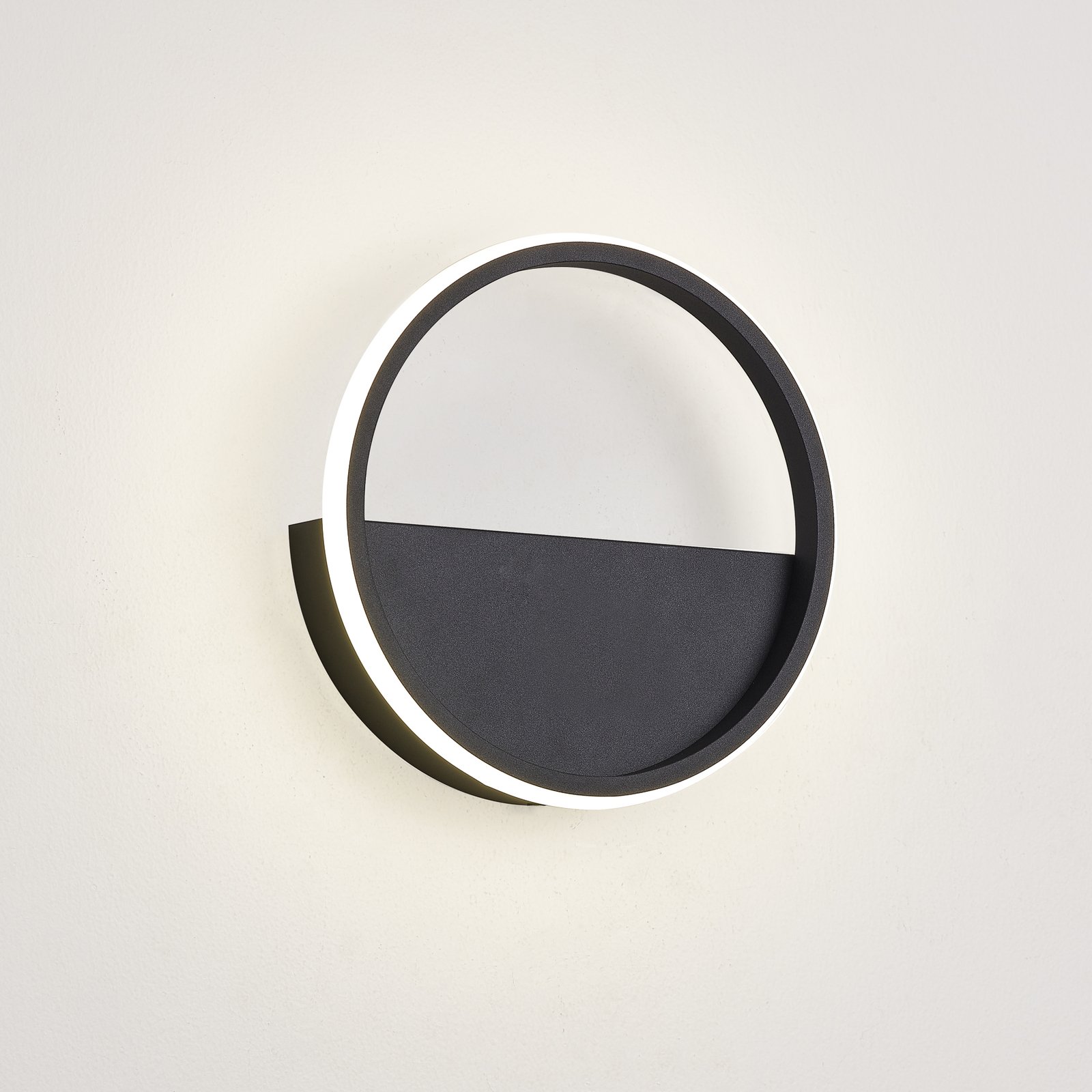 "Kitesurf" LED sieninis šviestuvas, aliuminis, Ø 20 cm, juodas