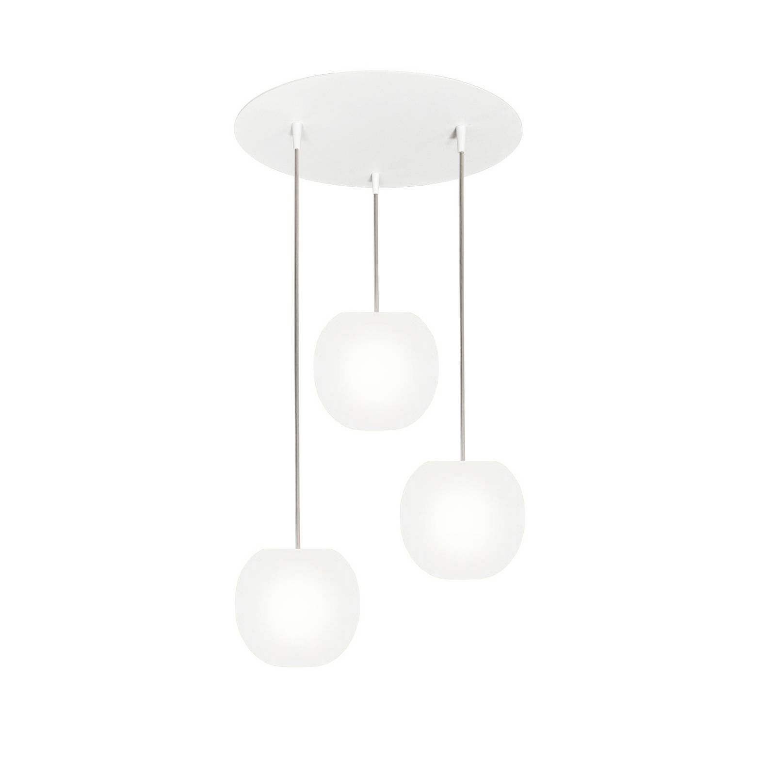 Casablanca Hängelampe Acai, weiß, rund, 3-flg., Ø 16 cm, E27