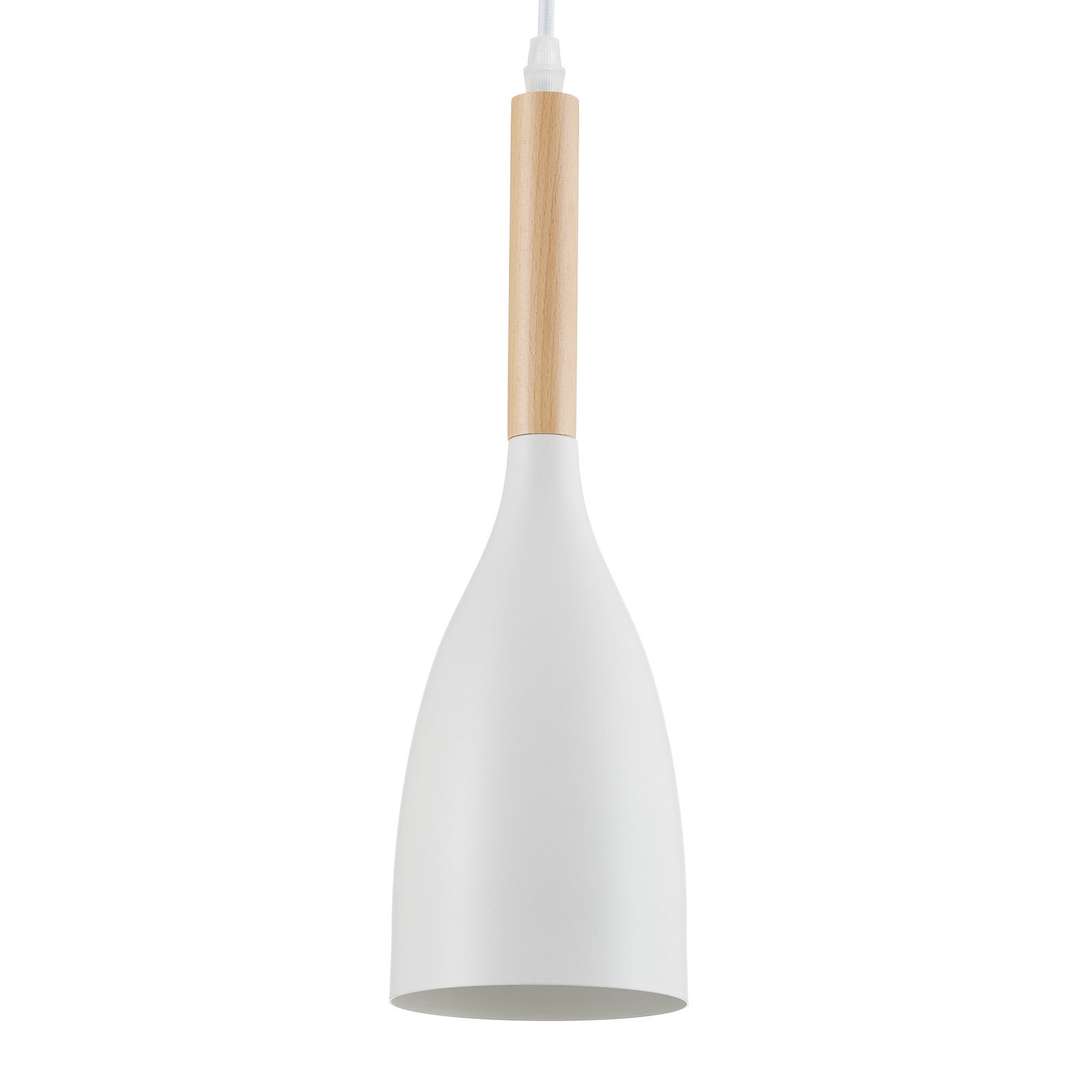 Lámpara colgante Manhattan, detalles madera blanco
