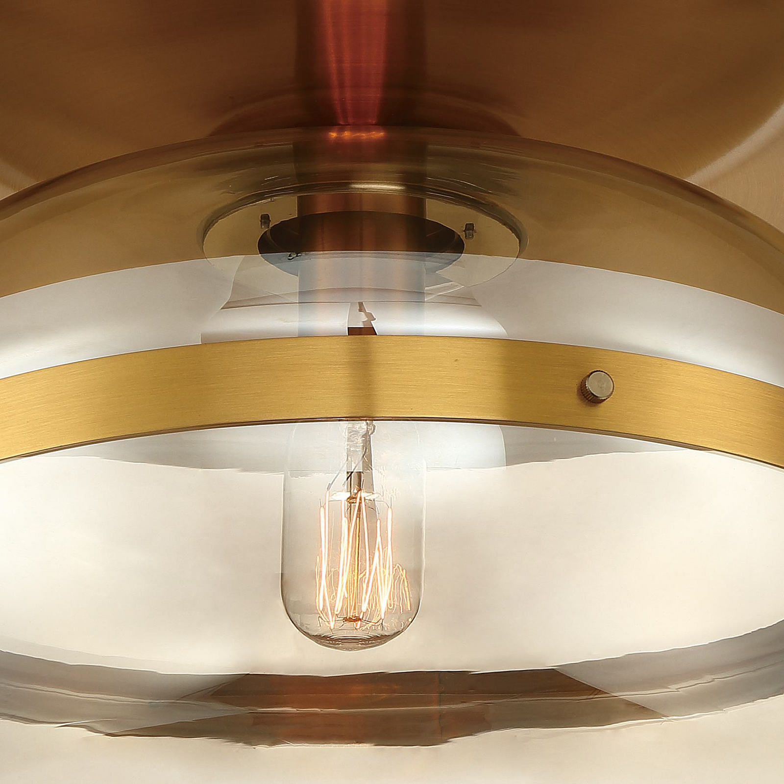 Таванска лампа NOTTINGHAM, антично месинг, Ø 35 cm, стъкло/метал