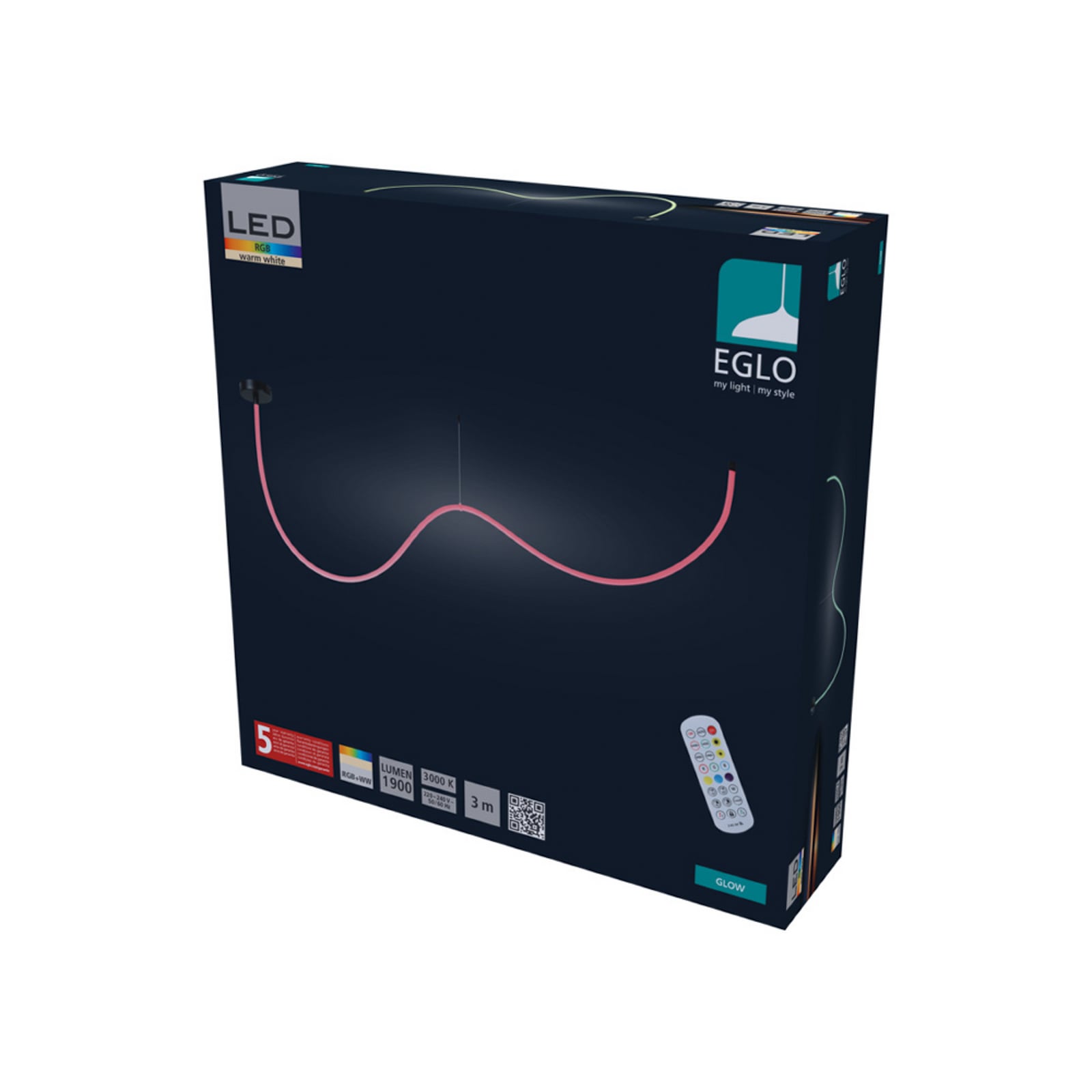 Tube lumineux LED EGLO GLOW, longueur 300 cm, RVB / 3 000 K Tube lumineux LED EGLO GLOW, longueur 300 cm, RVB / 3 000 K