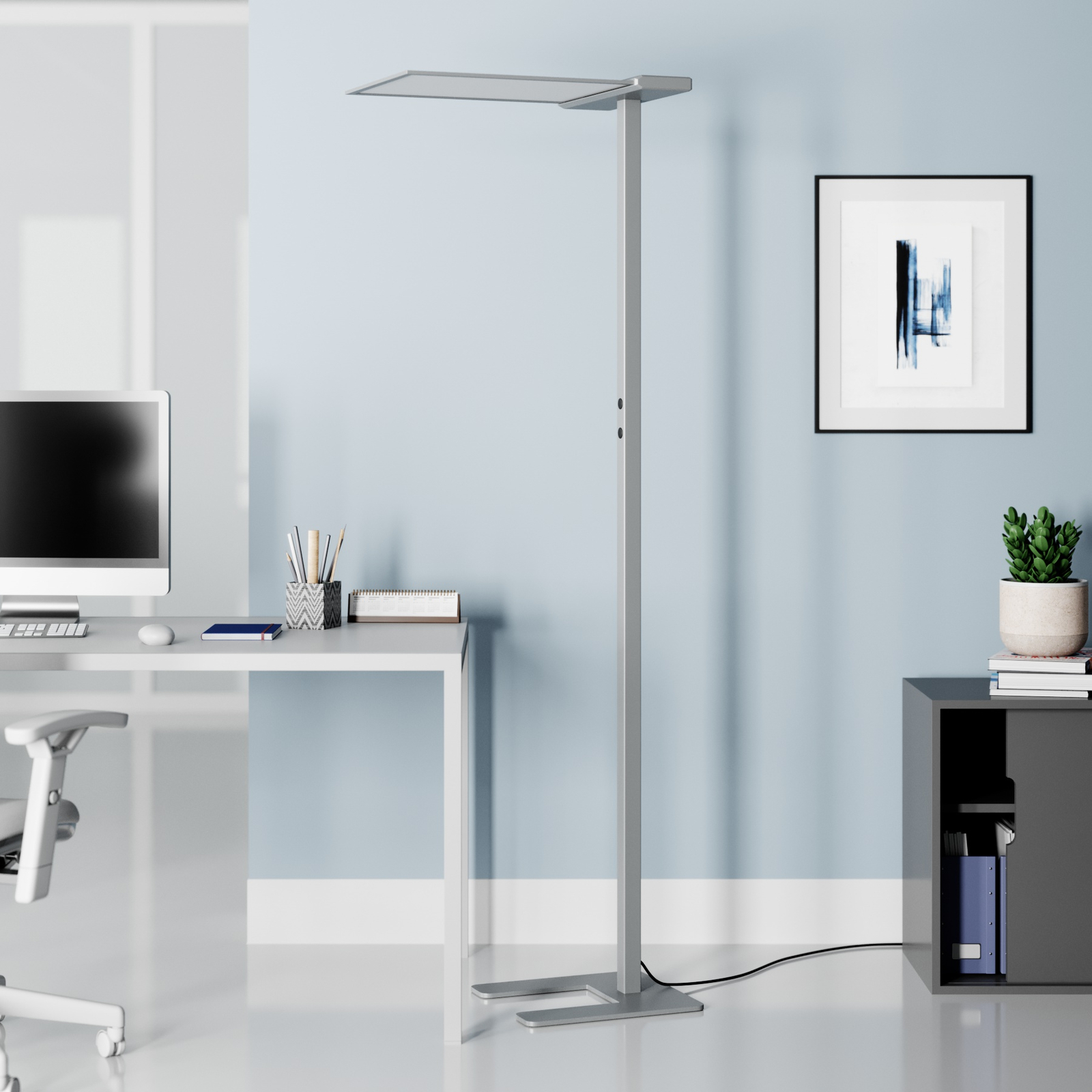 Esmael LED office floor lamp, 36 W + 20 W dimmer Lights.co.uk