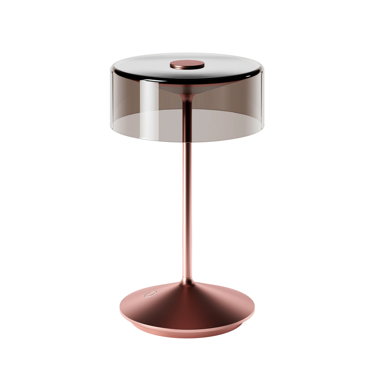Nabíjateľná stolná lampa Numotion LED, ružové zlato, sklo, IP54, stmievateľná