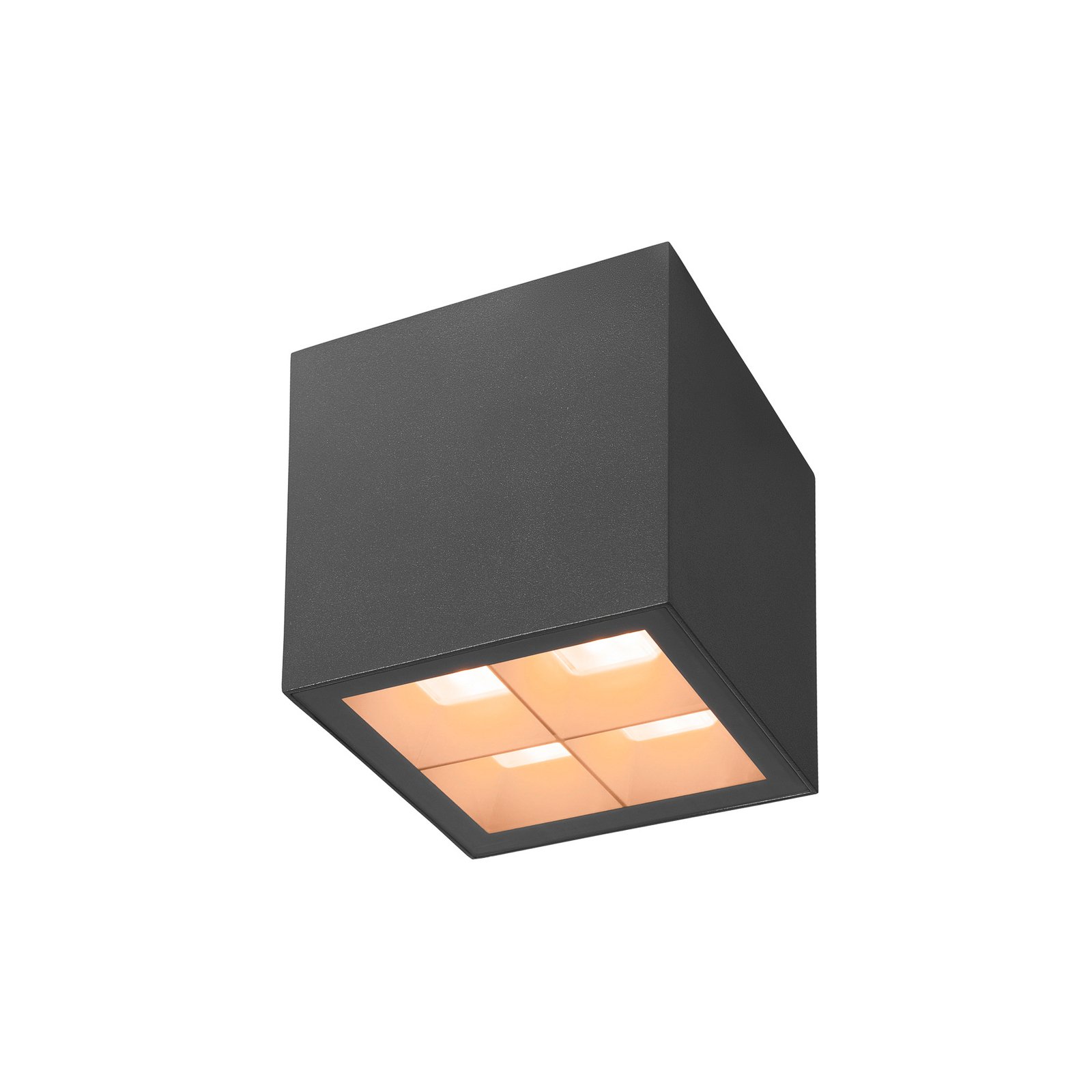SLV LED griestu lampa S-Cube, antracīts, alumīnija, garums 9,5 cm