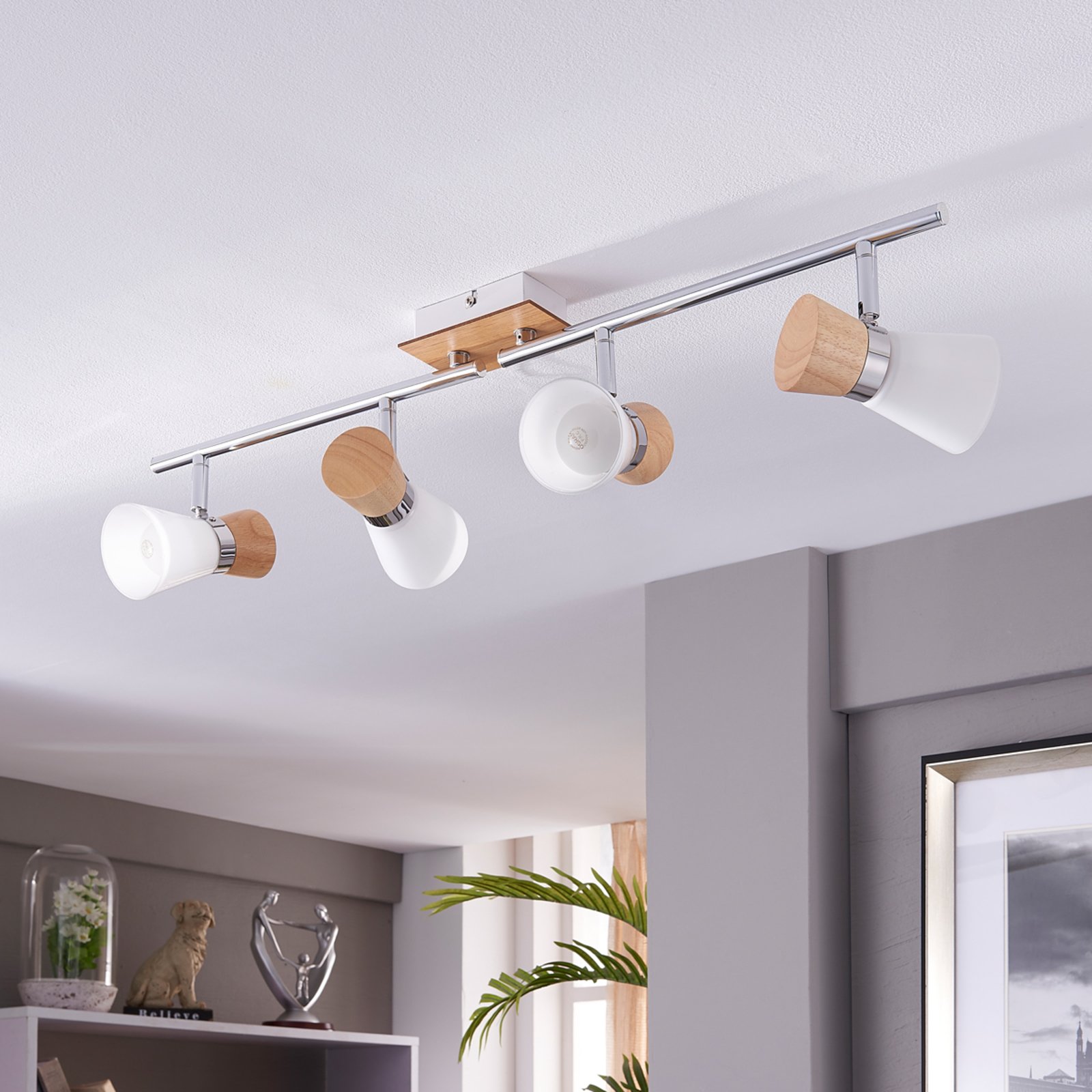 4-bulb wooden ceiling spotlight Vivica
