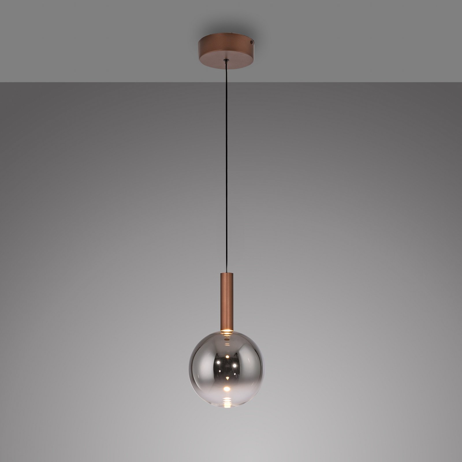 Paul Neuhaus LED závěsné světlo Bowl, Ø 20 cm, hnědá/šedá