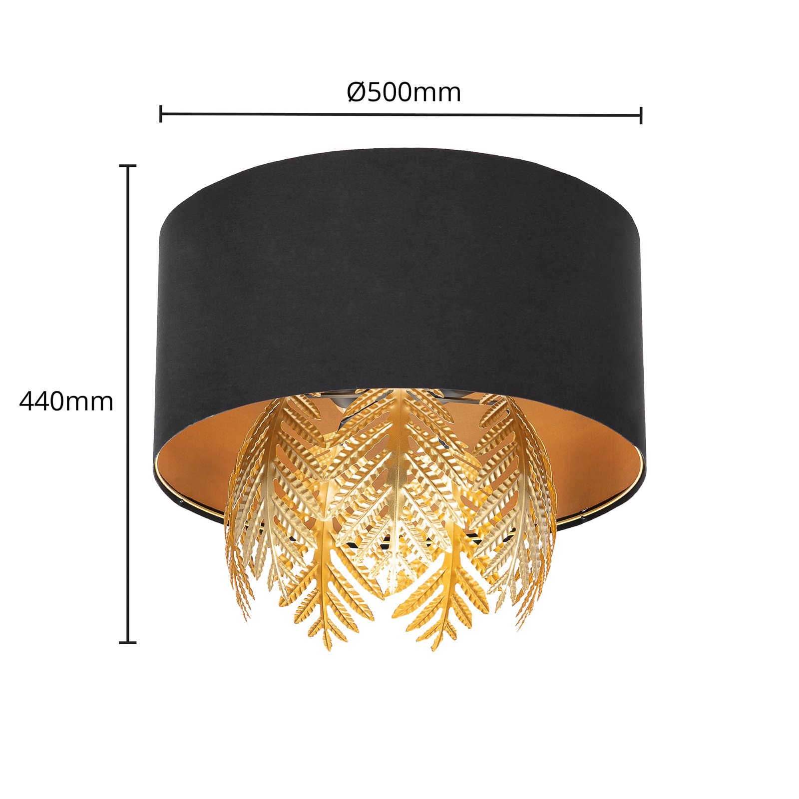 Plafondlamp in stof van Lucande Malviras met bladdecoratie