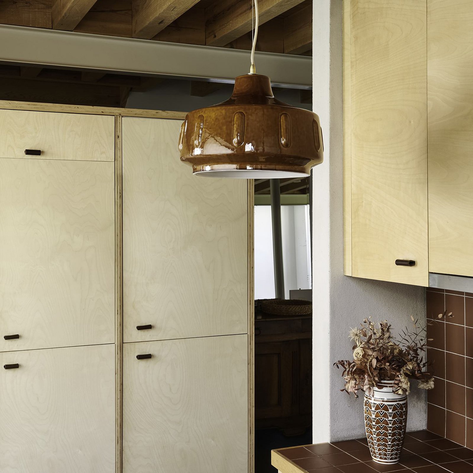 Jimmy Hängelampe Ø 38 cm, braun Keramik - MARKET SET Jimmy Hängelampe Ø 38 cm, braun Keramik - MARKET SET