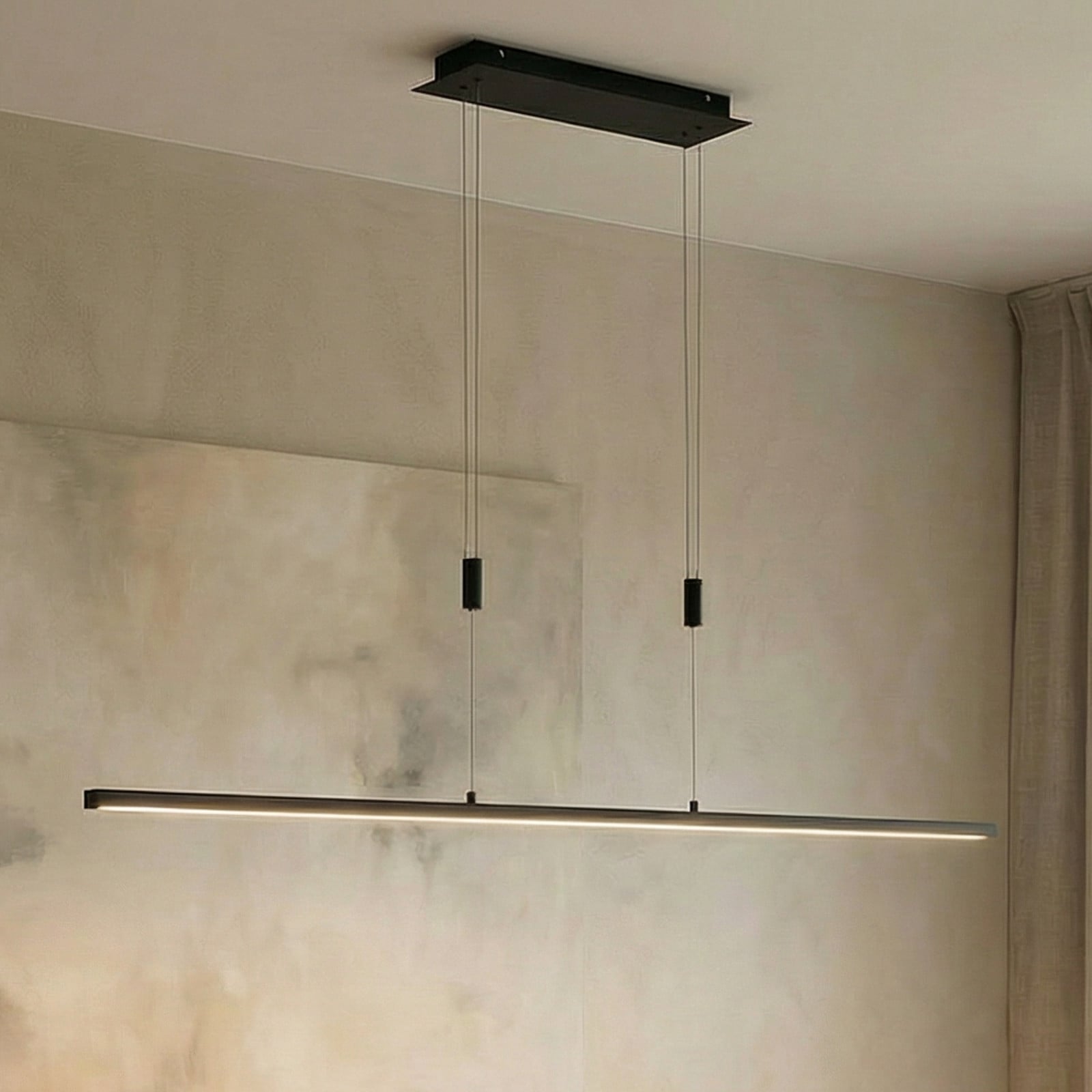 Lindby Lampă suspendată LED Arneja negru CCT reglabilă pe înălțime - Camera de zi / sufragerie - modern - negru mat - Metal