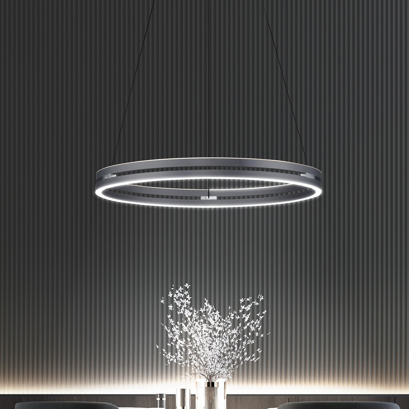 E-Loop LED-Hängeleuchte, mystic grey, Ø70cm, Alu, CCT - PURE E-Loop LED-Hängeleuchte, mystic grey, Ø70cm, Alu, CCT - PURE