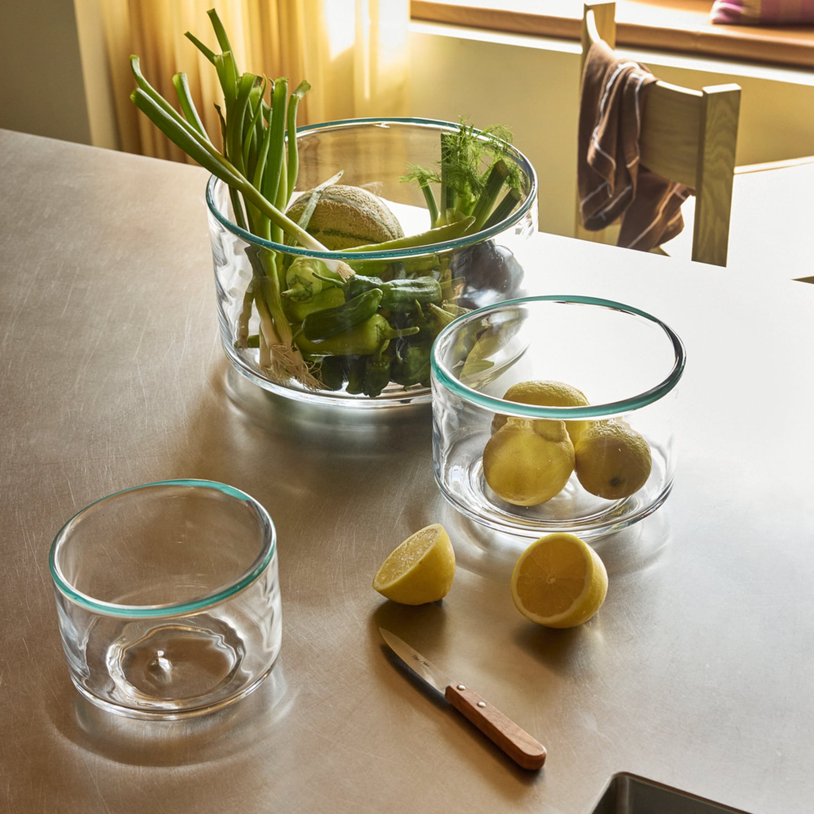 Ciotola Clea trasparente/verde Ø 30 cm in vetro - Hübsch