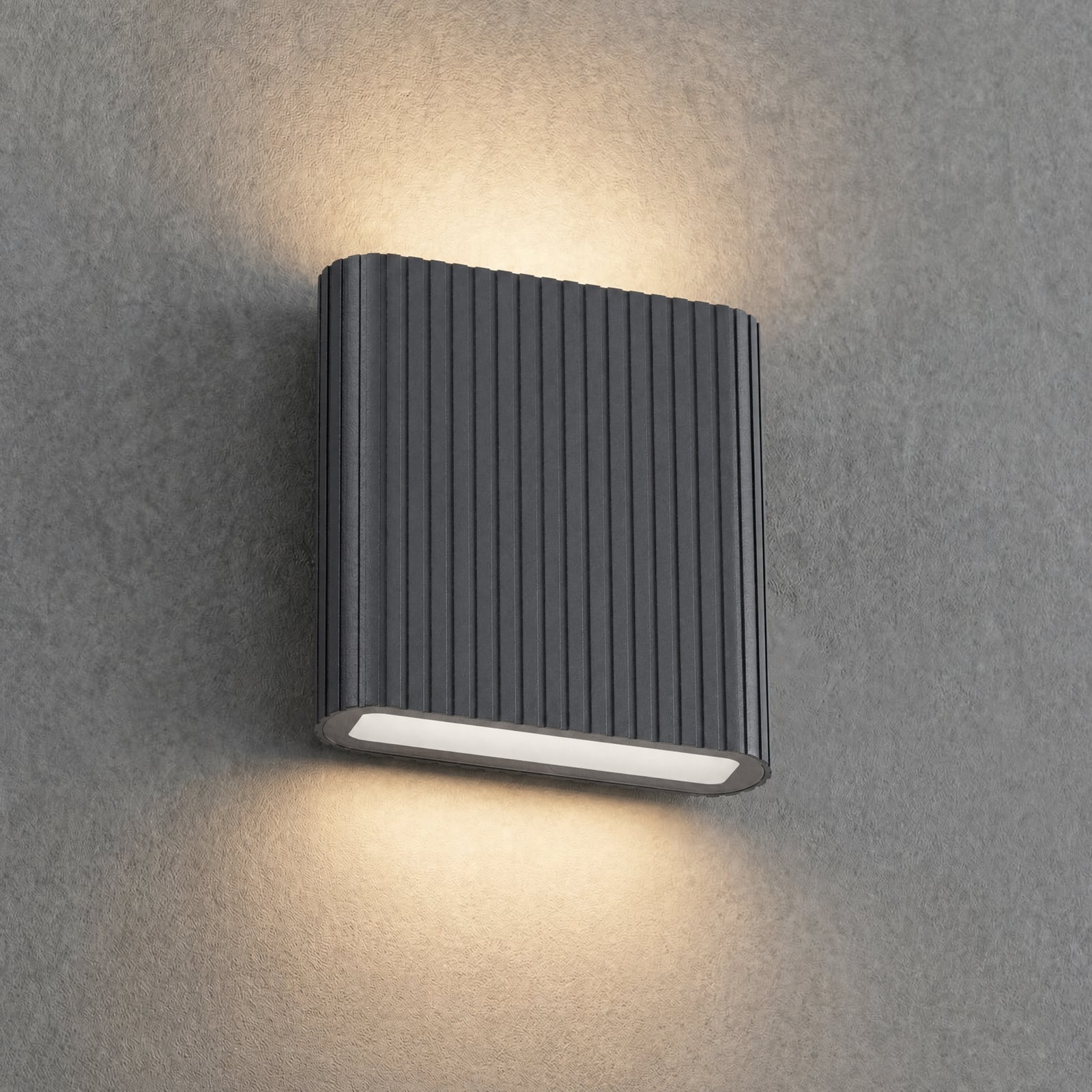Lucande LED-Außenwandlampe Raija, anthrazit, Höhe 19 cm, CCT