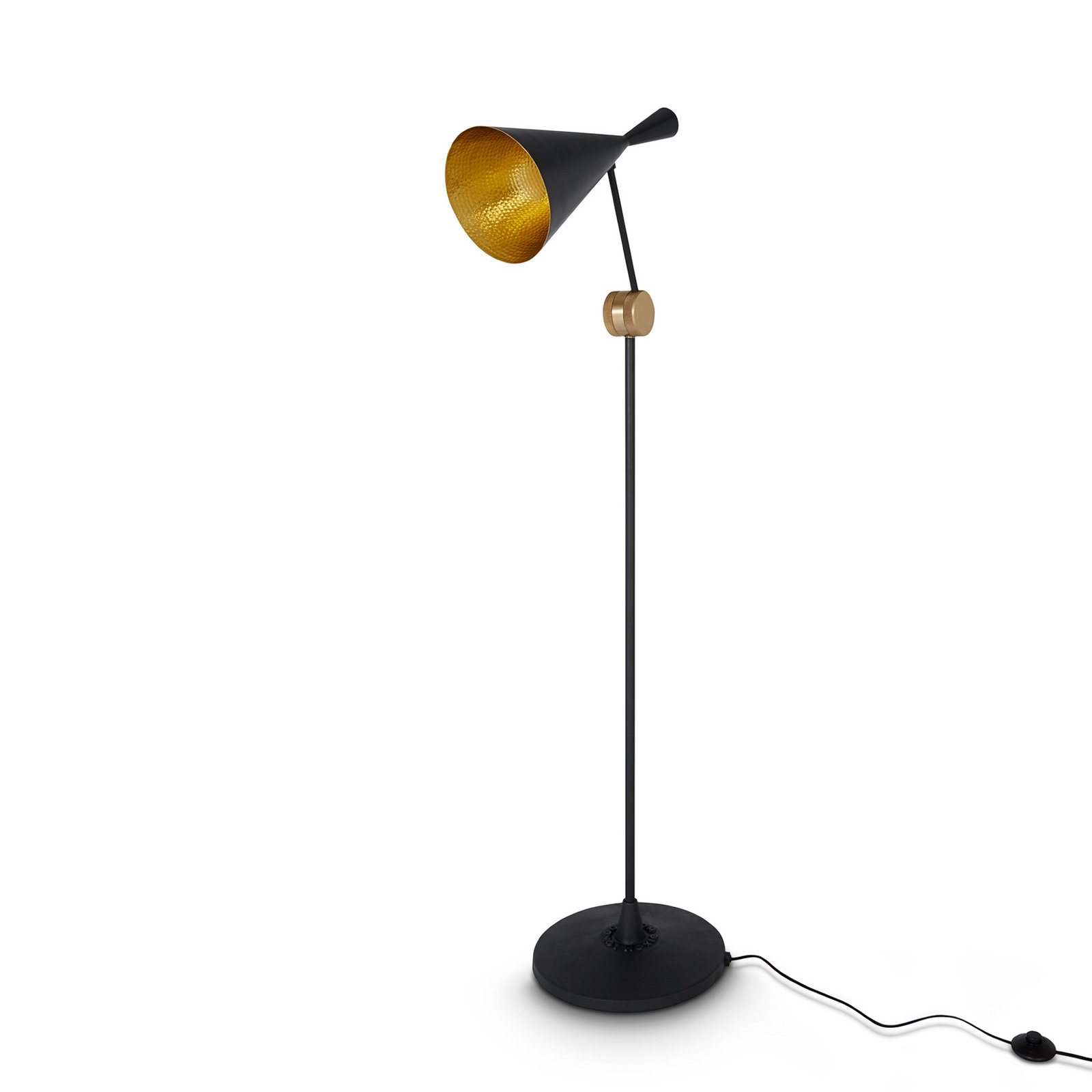 Tom Dixon LED floor lamp Beat, black, height 157 cm, brass